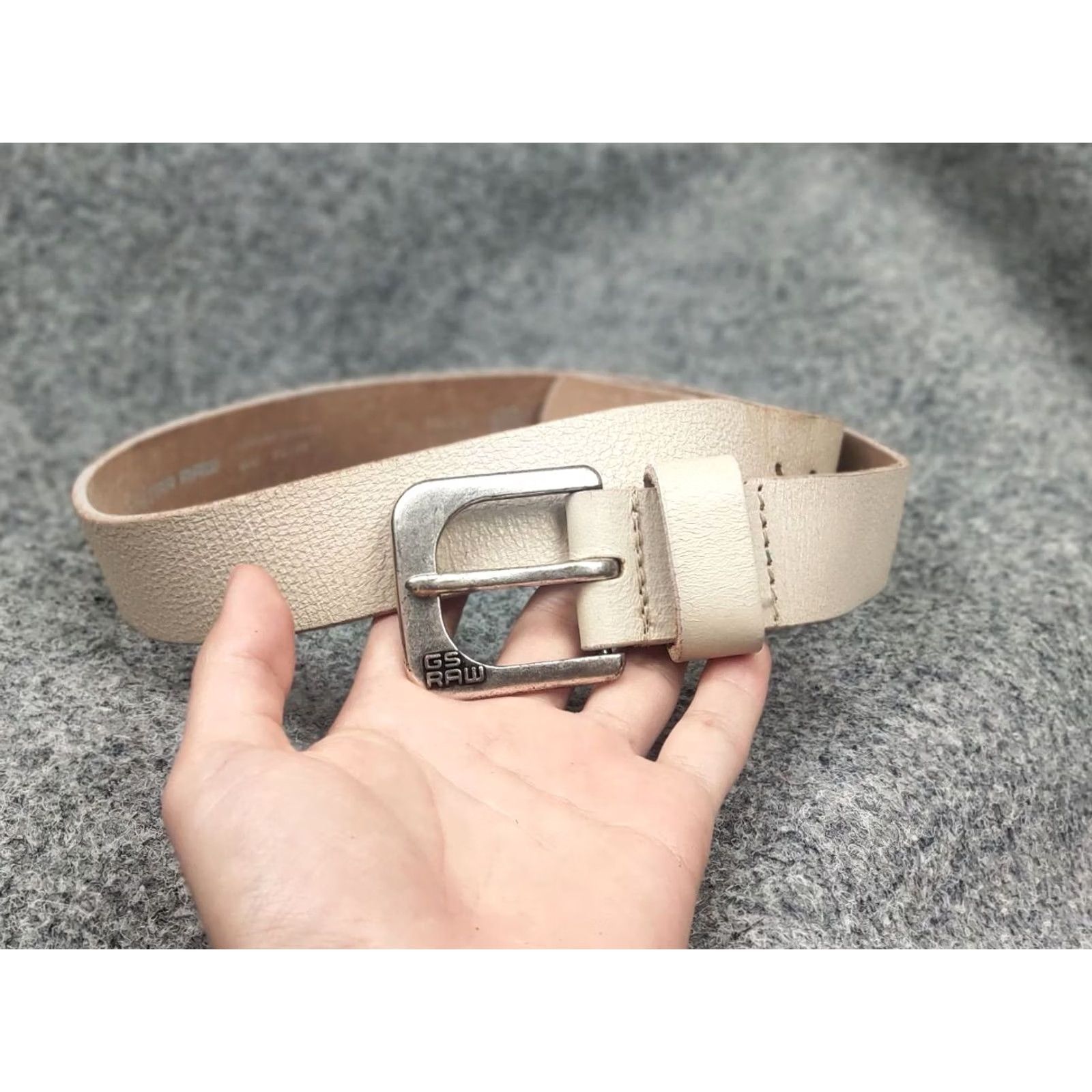 G-Star G Star raw Beige Genuine Leather Mini Logo Vintage Style Belt Size ONE SIZE - 4 Thumbnail