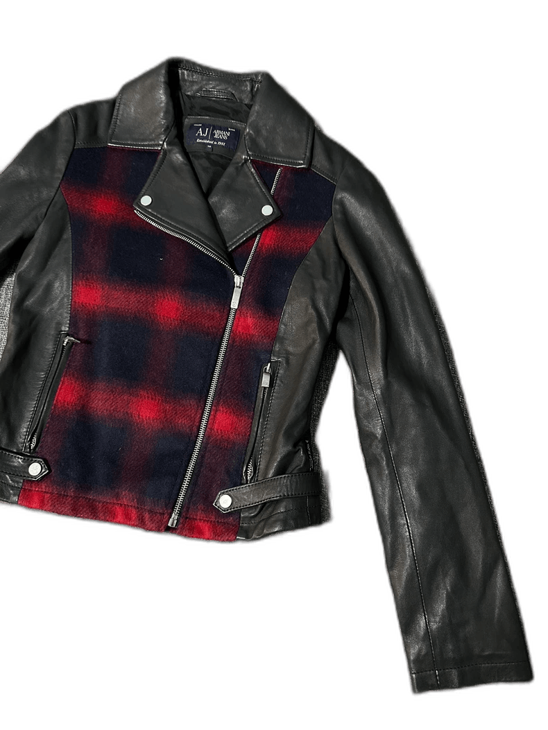 Emporio Armani Armani Jeans Leather and Wool Jacket Size US M / EU 48-50 / 2 - 1 Thumbnail