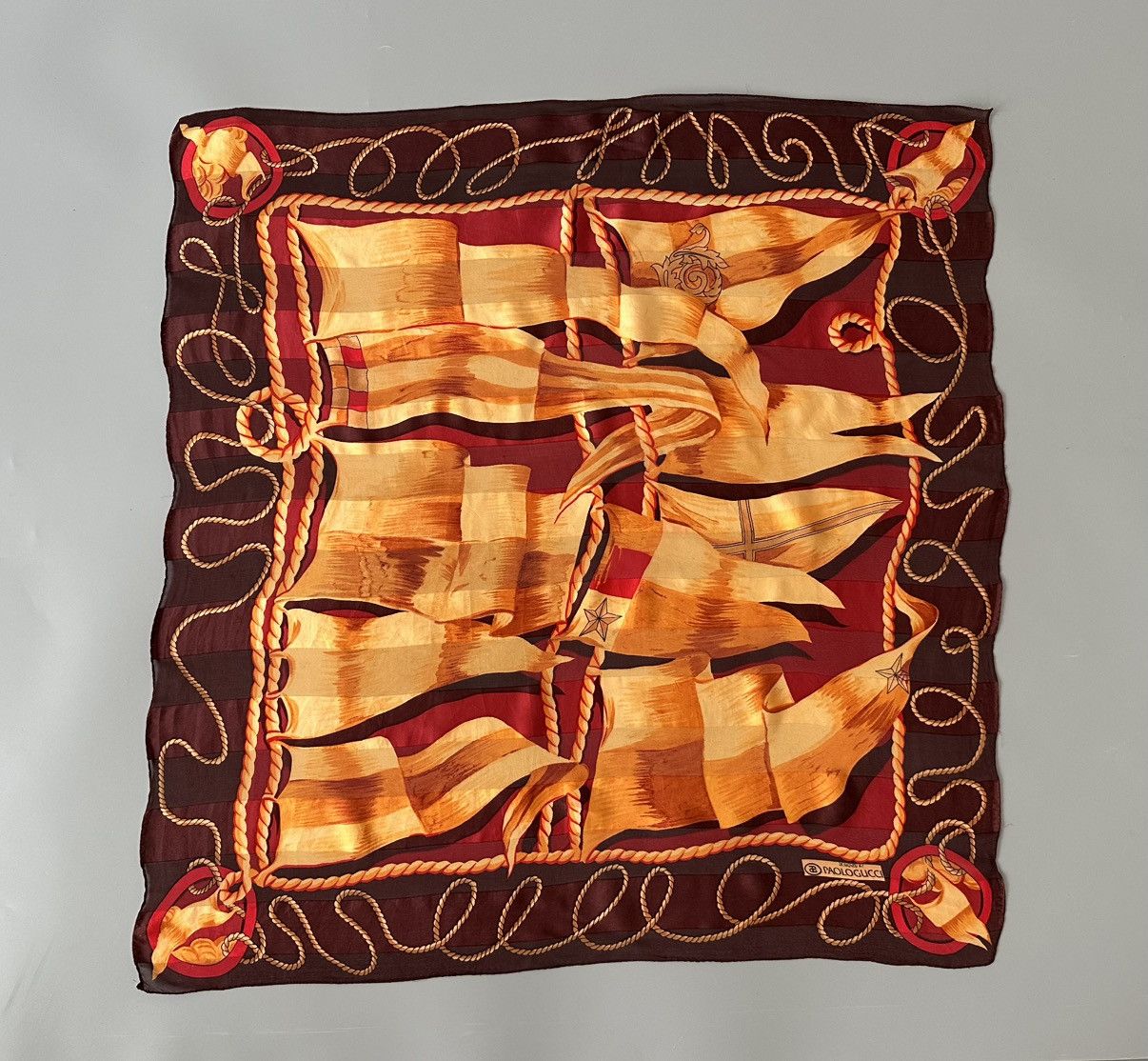 Paolo Gucci Vintage Paolo Gucci Silk Nautical Rope Flag Scarf Size ONE SIZE - 5 Thumbnail