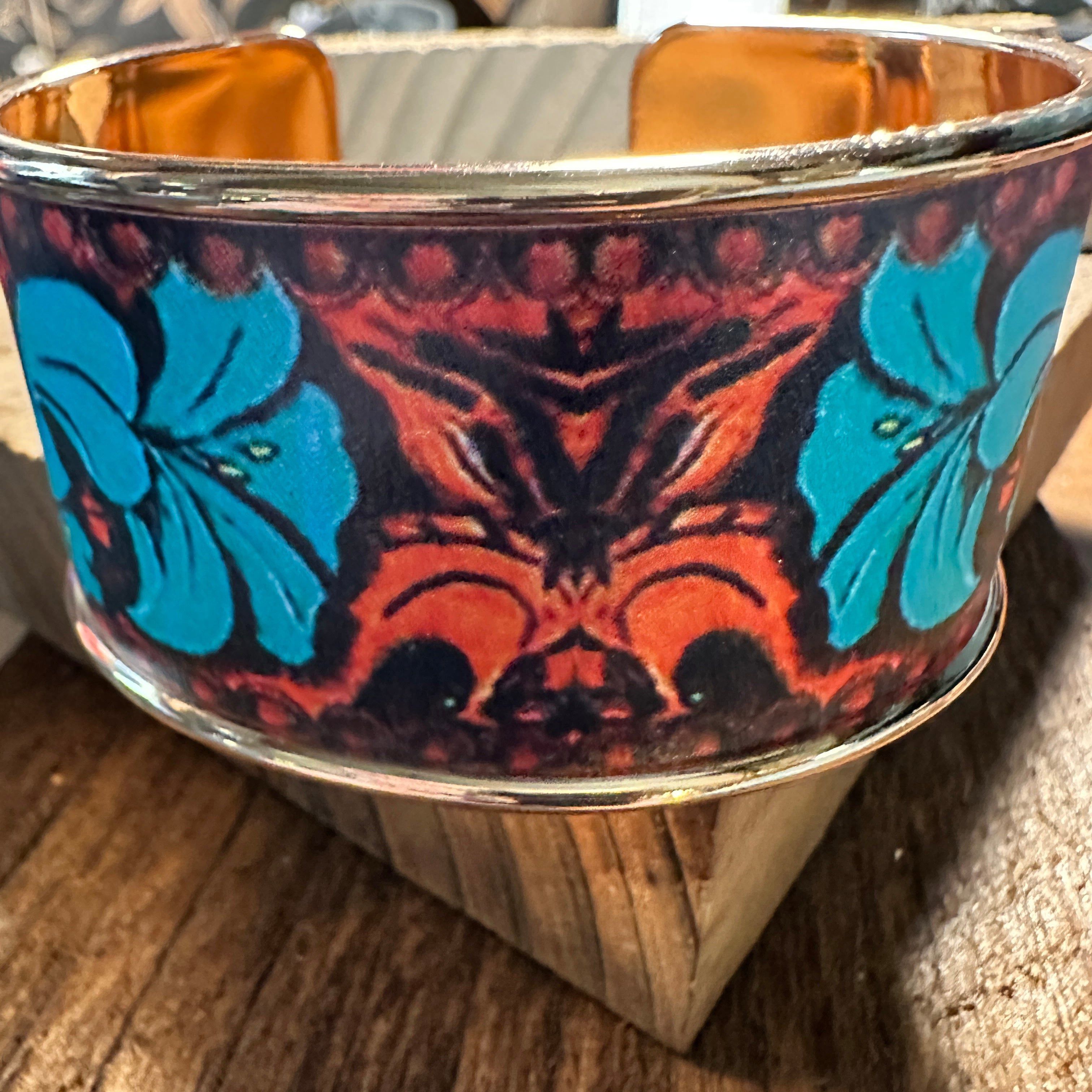 Other Boho Native American Floral Wide Cuff Bangle Bracelet, Ships Size ONE SIZE - 3 Thumbnail