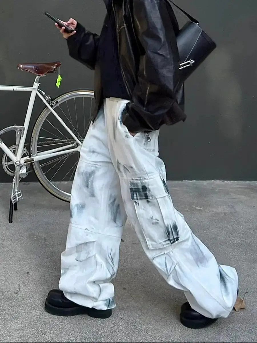 Japanese Brand Loose straight leg multi pocket dirty dyed jeans Size US 32 / EU 48 - 5 Thumbnail