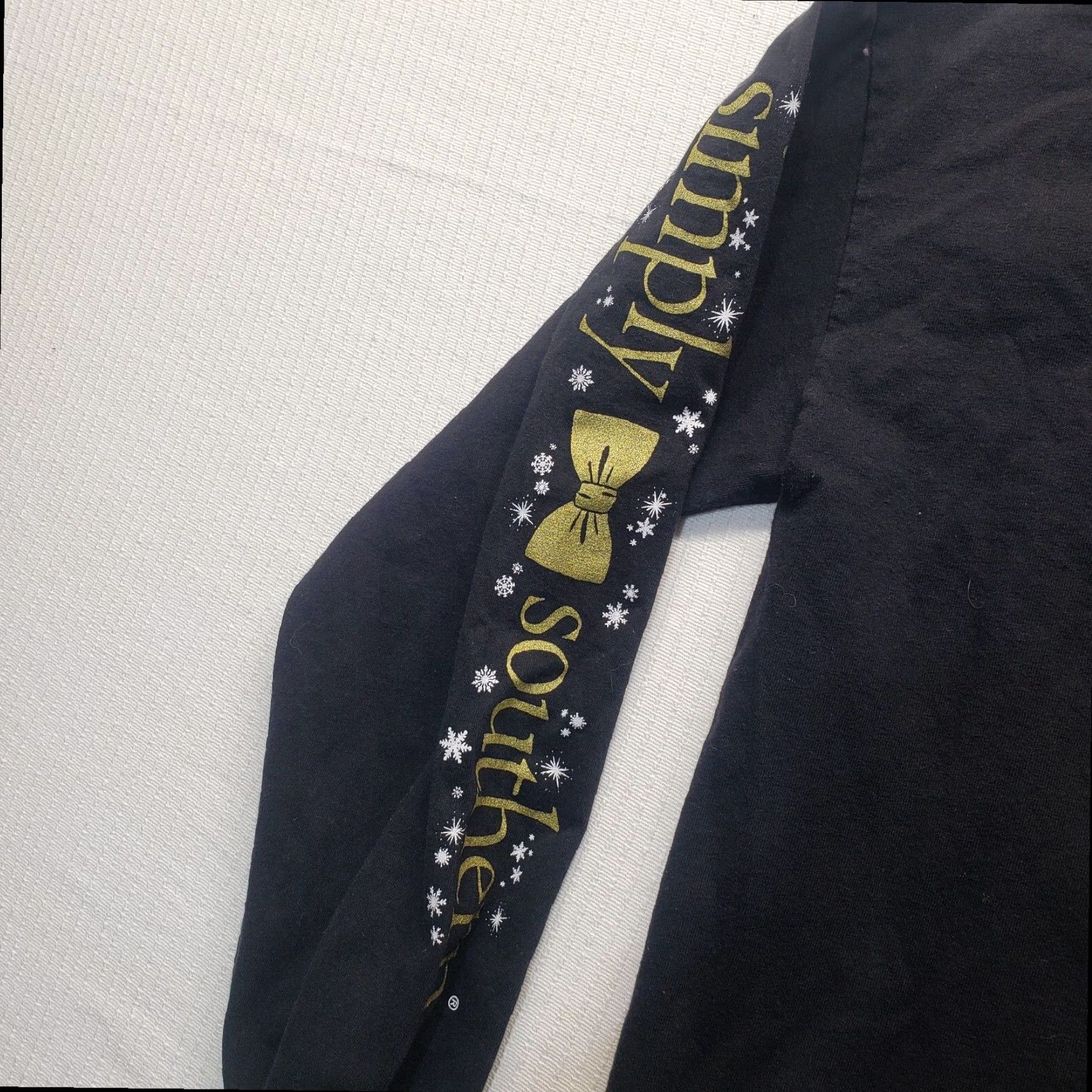 Born Simply Southern Women's Christian T-Shirt "True Love Was Born In A Stable" Long Sleeve Black Large Size L / US 10 / IT 46 - 3 Thumbnail