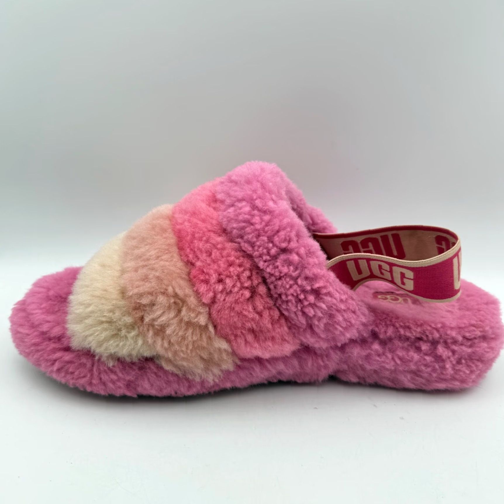 Ugg UGG Womens Fluff Yeah Slide Slipper Multicolor Pink Stripe Size 9 Pink Striped Faux Fur Upper Slipper Womens Shoes 9 Size US 9 / IT 39 - 6 Thumbnail