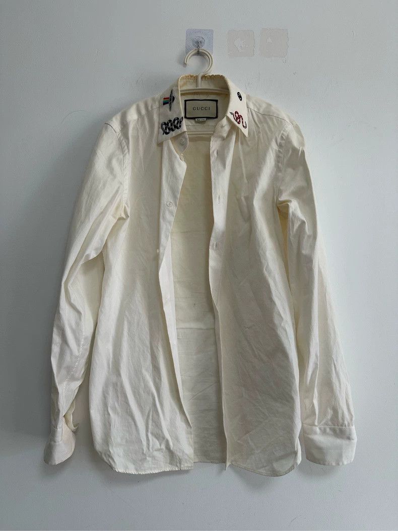 Gucci Gucci White Shirt with Embroidered Collar - dmc Size US S / EU 44-46 / 1 - 1 Thumbnail