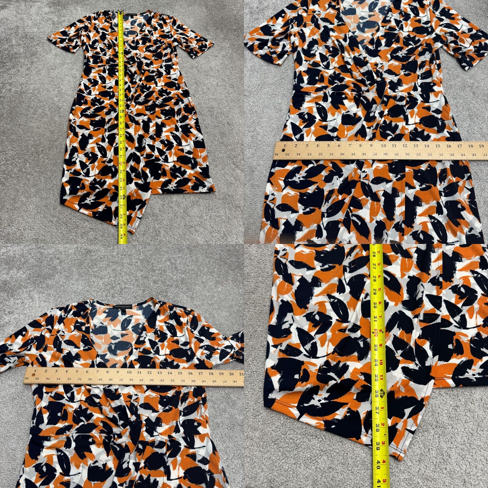 Banana Republic Banana Republic Factory Wrap Dress Womens Medium Orange Blue Floral V-Neck Knit Stretch Side Knot Asymmetric Size M / US 6-8 / IT 42-44 - 8 Thumbnail