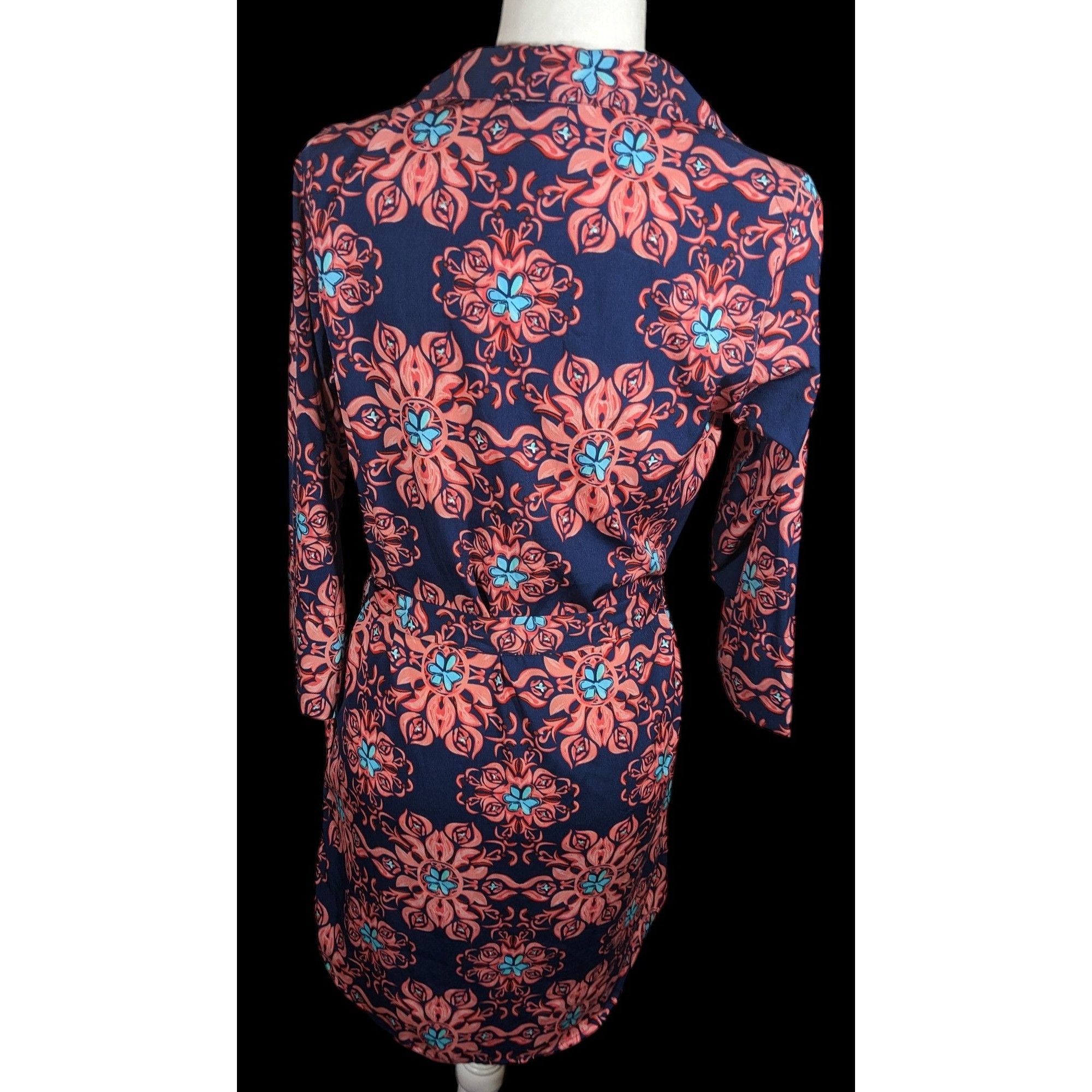 Other Modaposa Carlotta Belted Blue And Pink Floral Dress Size S / US 4 / IT 40 - 2 Thumbnail