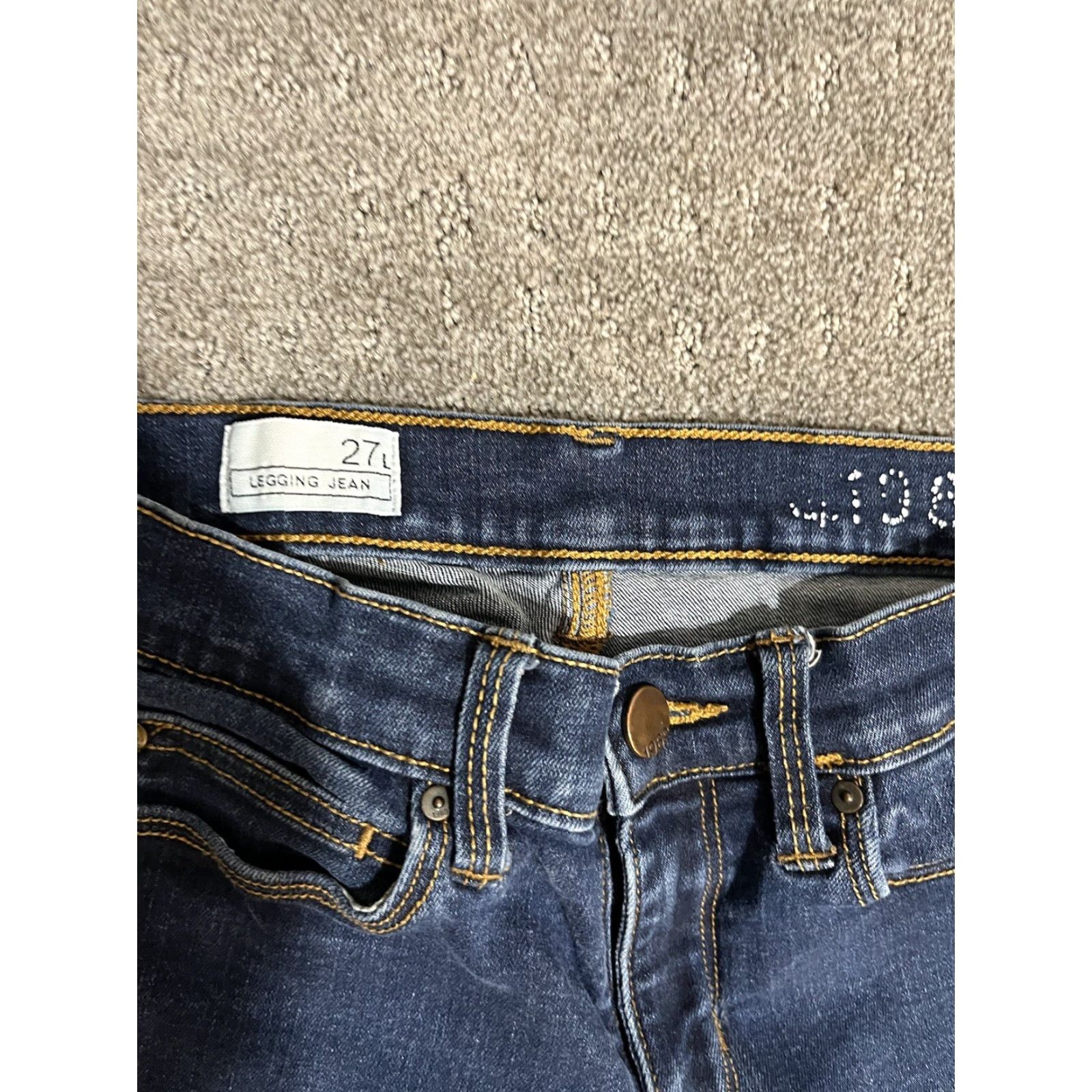 Gap Gap Jeans Womens 27L Dark Blue Solid Jegging Denim Distressed Size 27" / US 4 / IT 40 - 6 Thumbnail