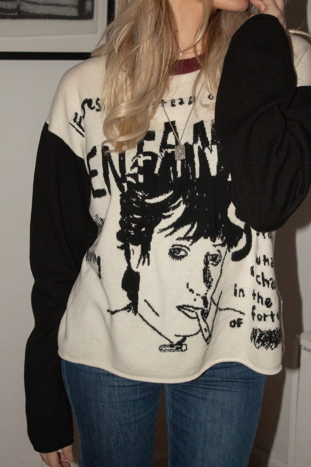 Enfants Riches Deprimes 🚭 GRAIL 🚭 ERD x LORO PIANA FW 2022 "IF JESUS..." SWEATER Size US S / EU 44-46 / 1 - 2 Thumbnail