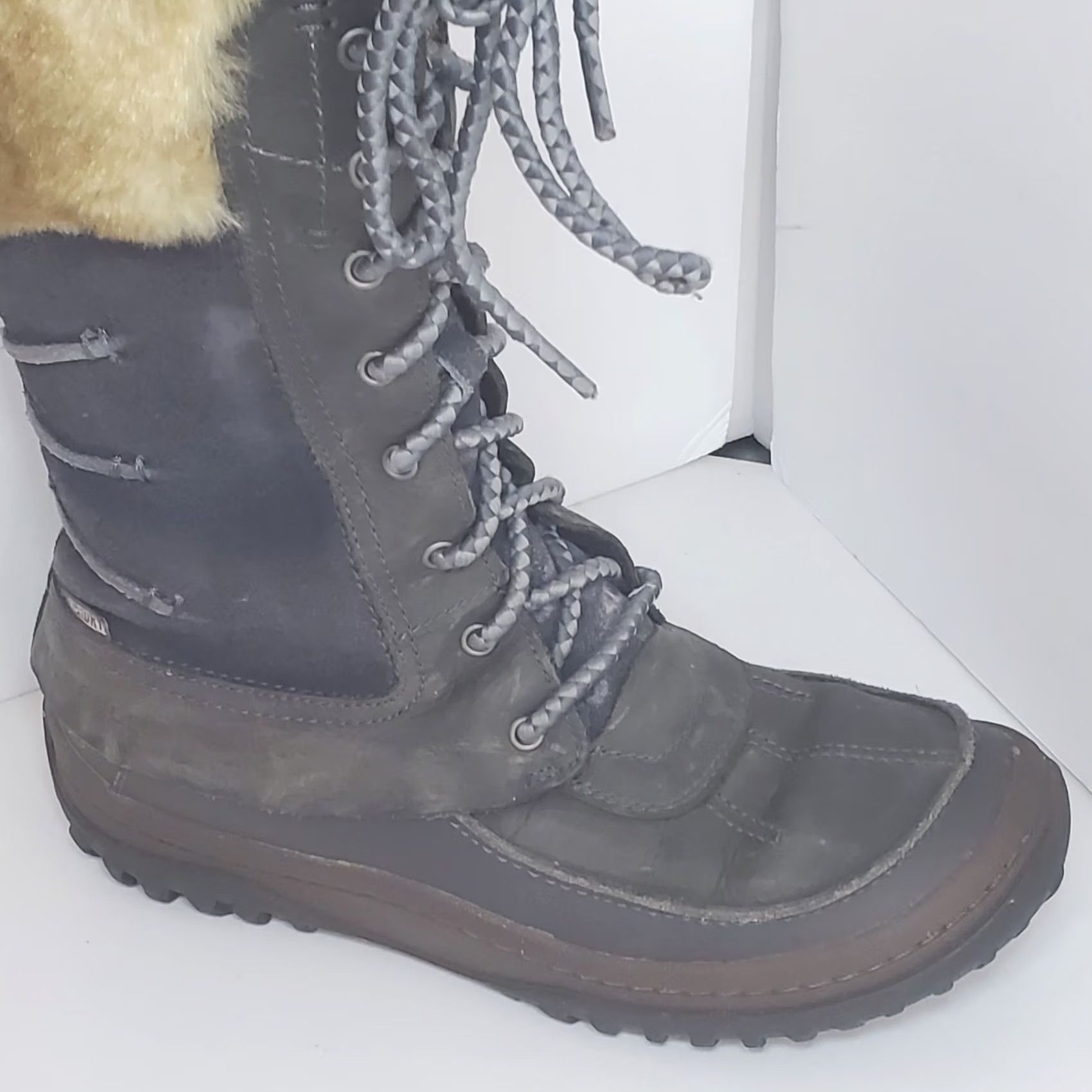 Merrell MERRELL Boots Womens Sz 8 Winter Leather Suede Tall Lace Up Faux Fur Wild Dove Size US 8 / IT 38 - 6 Thumbnail
