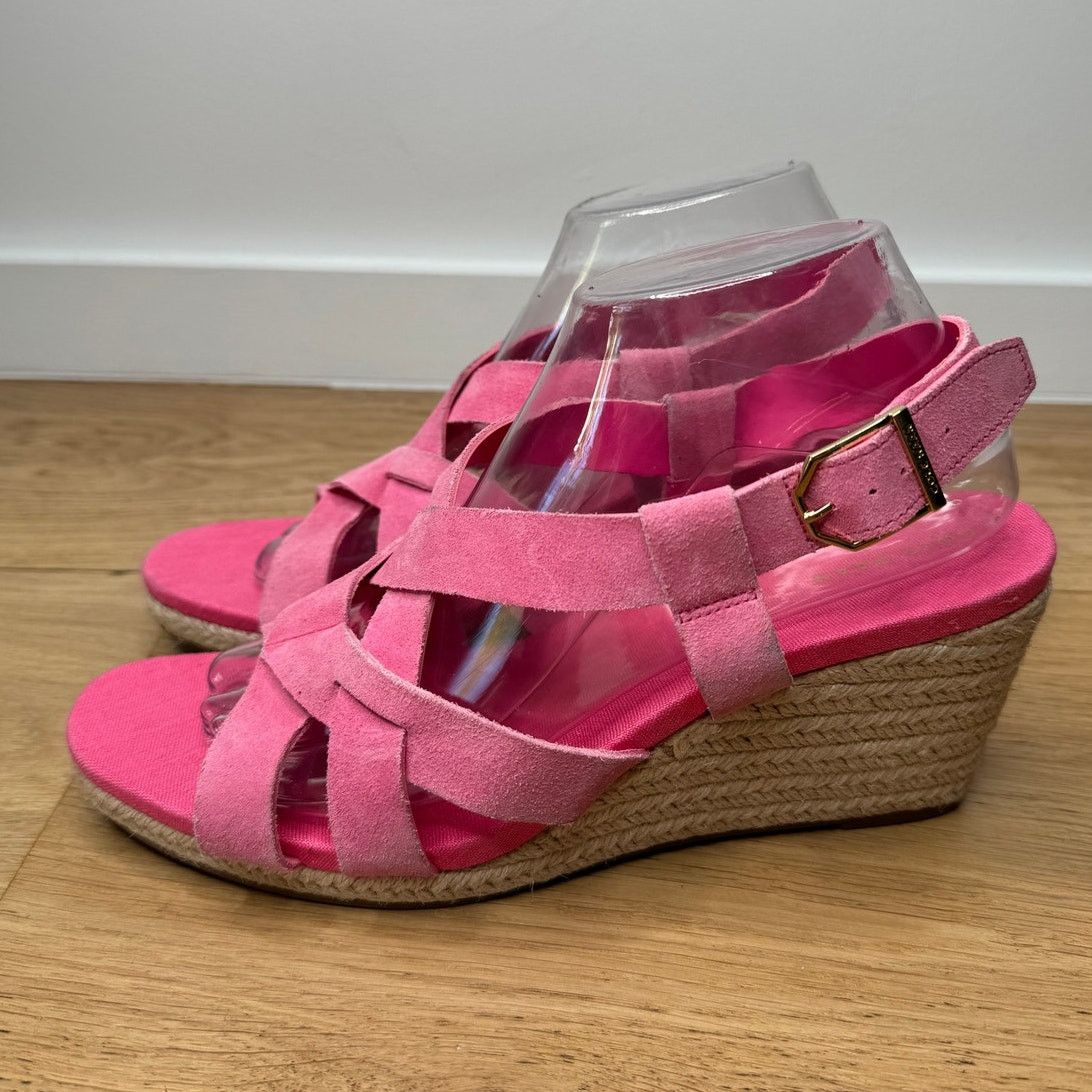 Cole Haan NEW Cole Haan Pink Wedge Suede Espadrille Strap Sandal Size US 9.5 / IT 39.5 - 1 Thumbnail