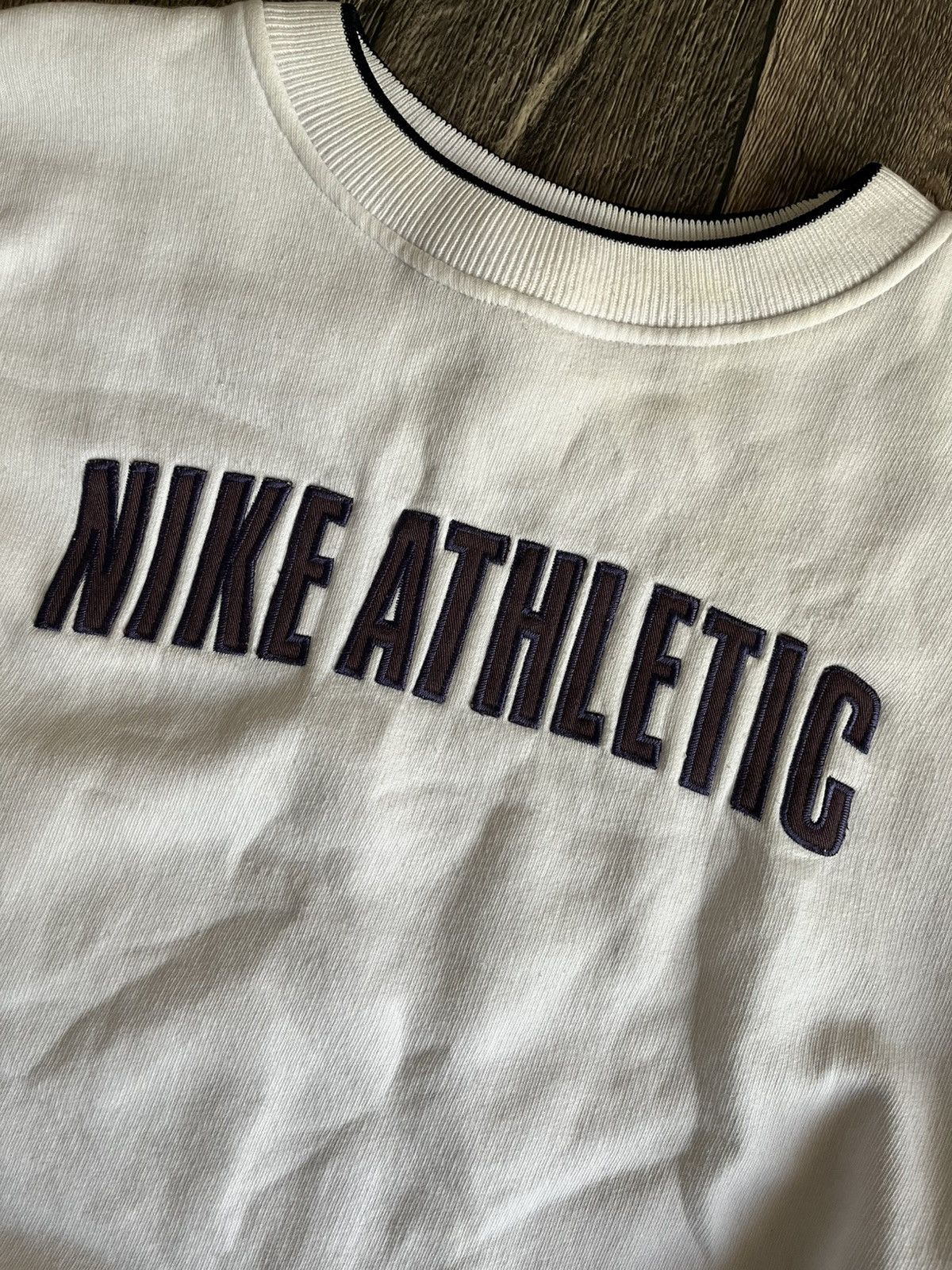 Nike × Vintage Y2K 1990s Nike Athletic Logo Boxy Fit Vintage Sweatshirt Size US XL / EU 56 / 4 - 2 Thumbnail
