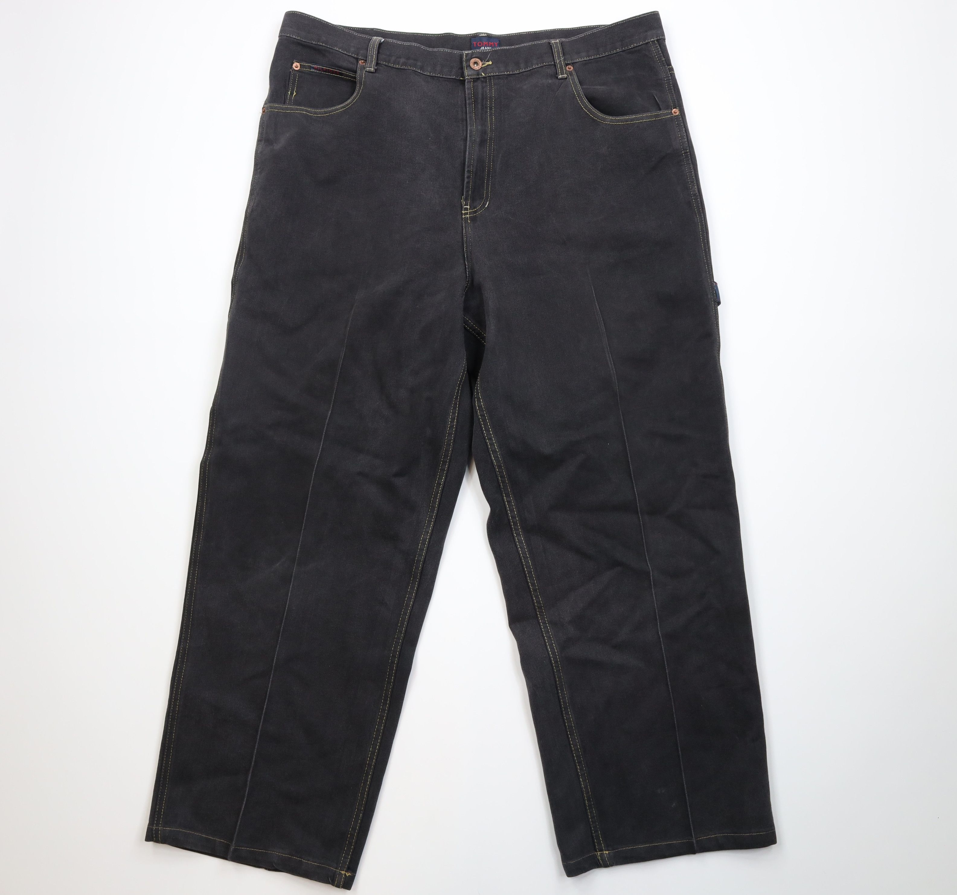 Vintage 90s Tommy Hilfiger Fit Wide Leg Denim Jeans Black