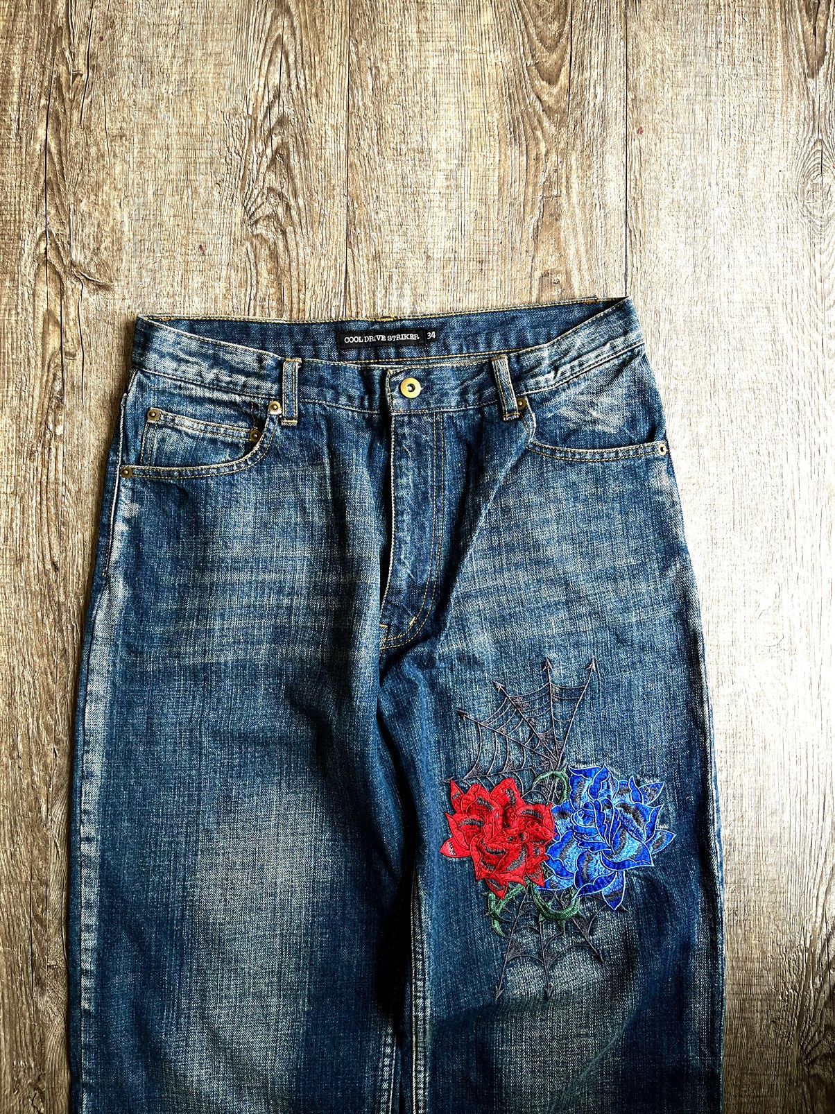 Y2K BAGGY PANTS COOL DRIVE STRIKER EMBROIDERY VINTAGE