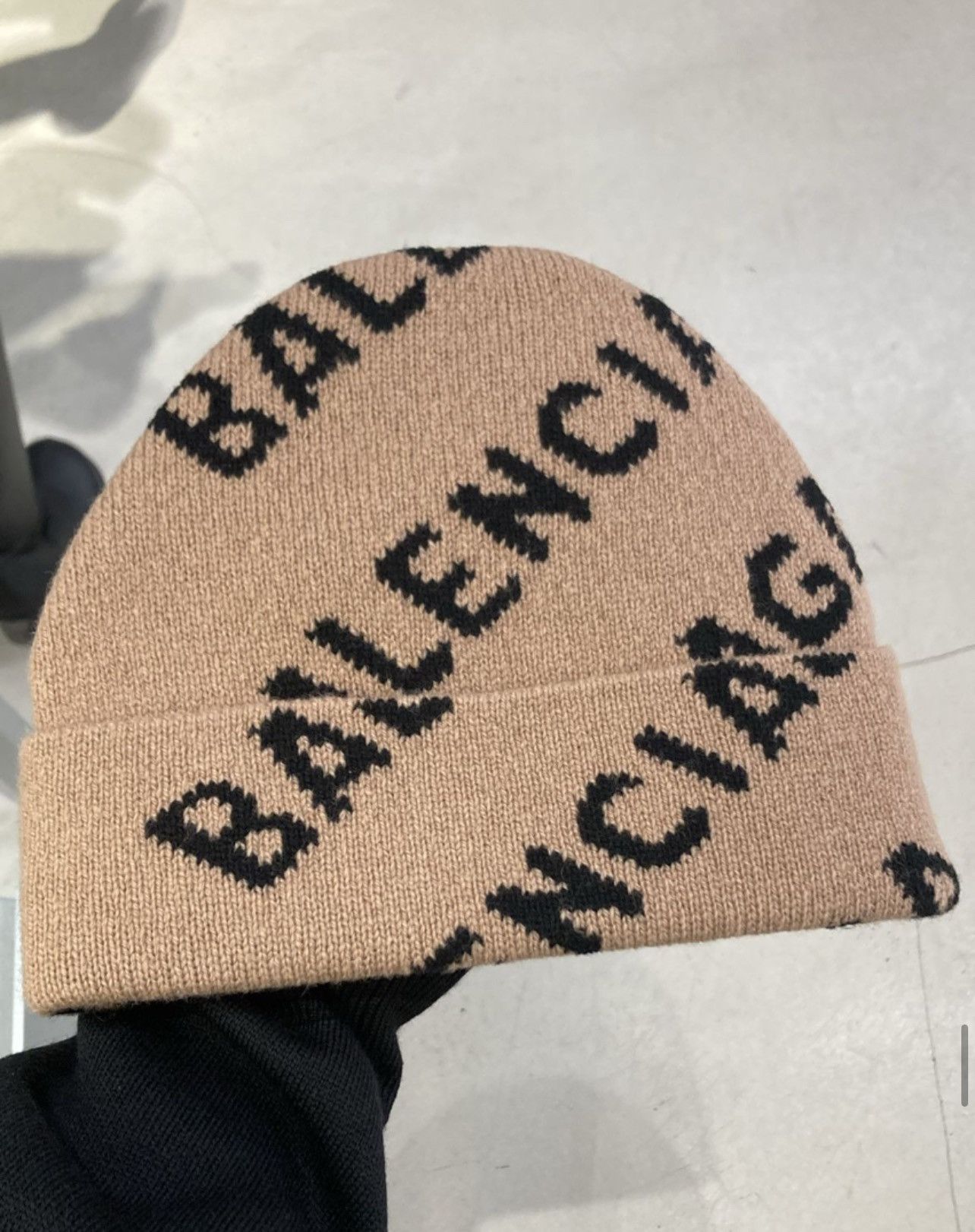 Balenciaga All Over Logo Beanie Hat in brown Size ONE SIZE - 1 Preview
