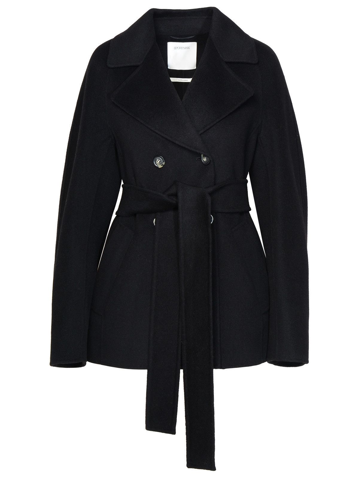 image of Sportmax Black Wool Blend Coat, Women's (Size Medium)