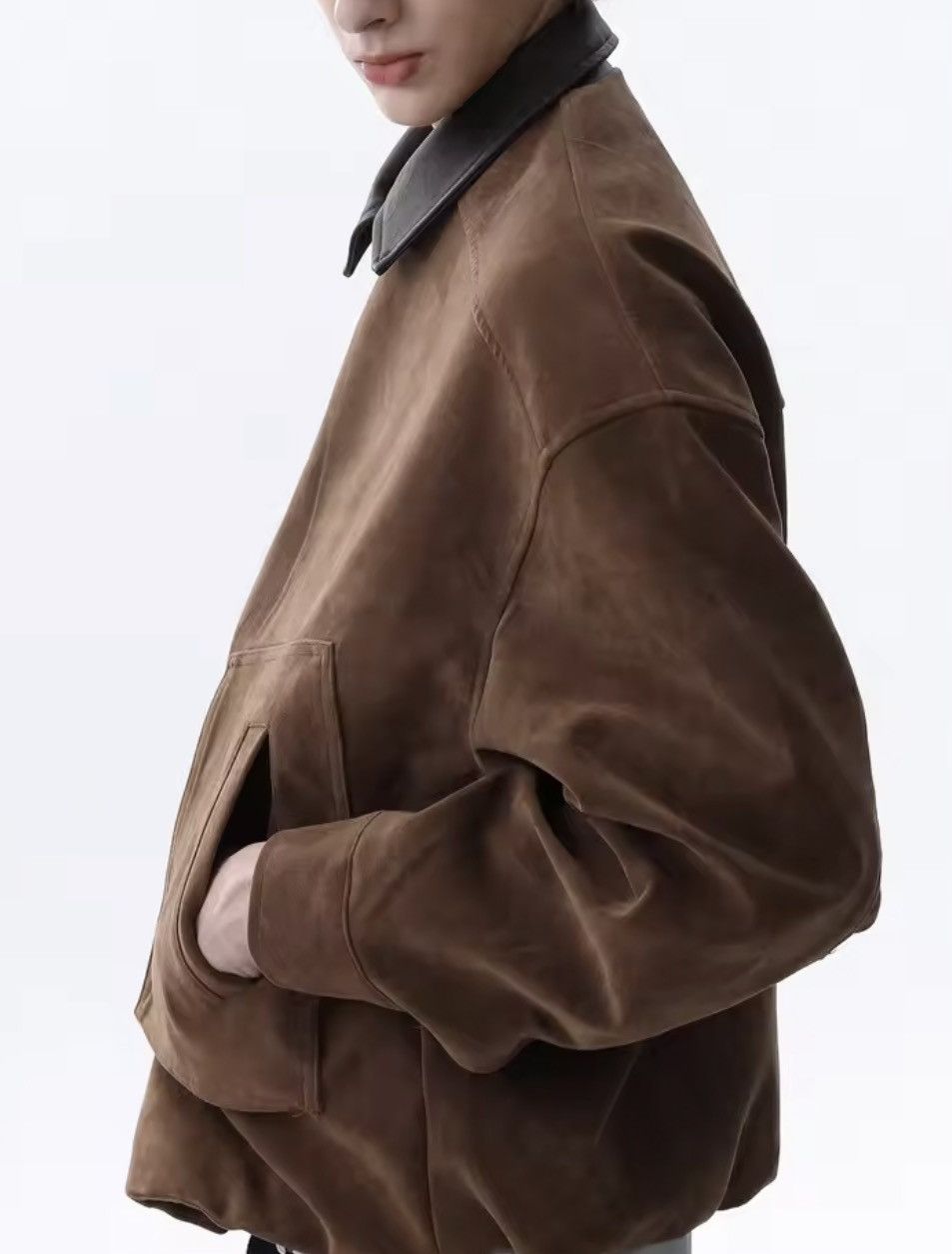 Japanese Brand Suede-Effect PU Leather Trucker Jacket – Boxy Minimalist Size US XXL / EU 58 / 5 - 8 Thumbnail
