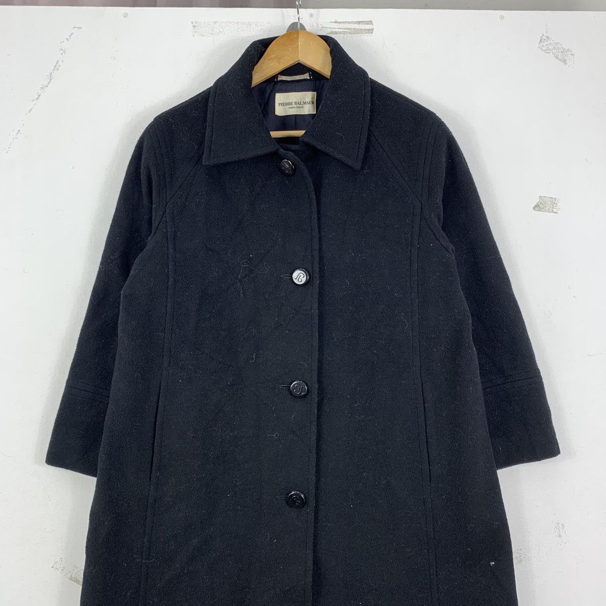 Pierre Balmain Vintage PIERRE BALMAIN Paris Tokyo Plain Wool Long Coat Size US L / EU 52-54 / 3 - 3 Thumbnail