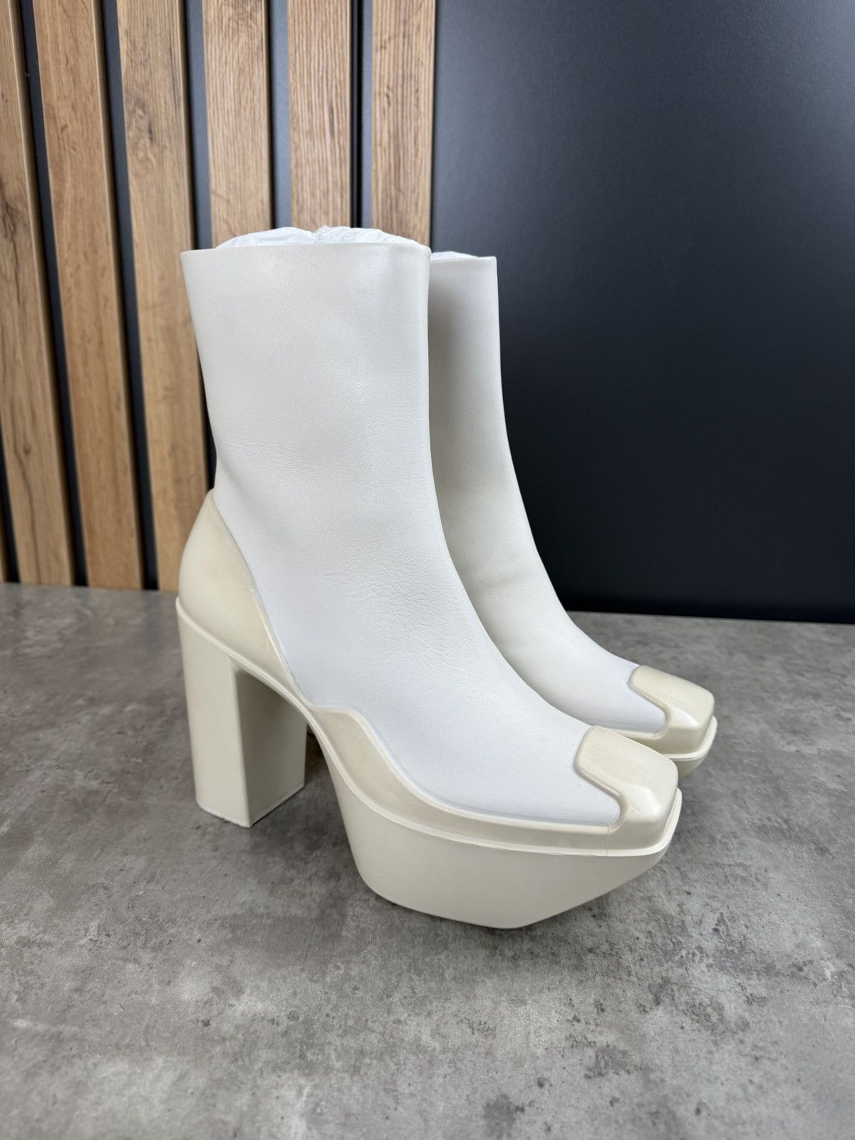 Peter Do at.kollektive x Peter Do Leather Platform Ankle Boots White Size US 10 / IT 40 - 4 Thumbnail