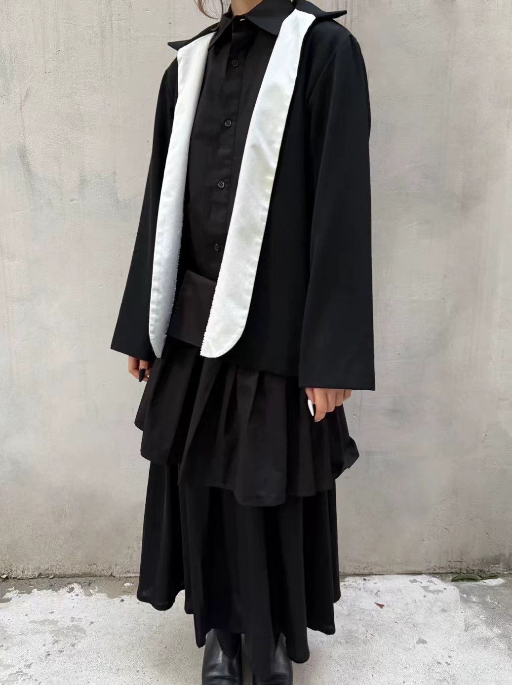 Yohji Yamamoto Yohji Yamamoto Black White Colorblock Wool Blazer Size L / US 10 / IT 46 - 1 Thumbnail