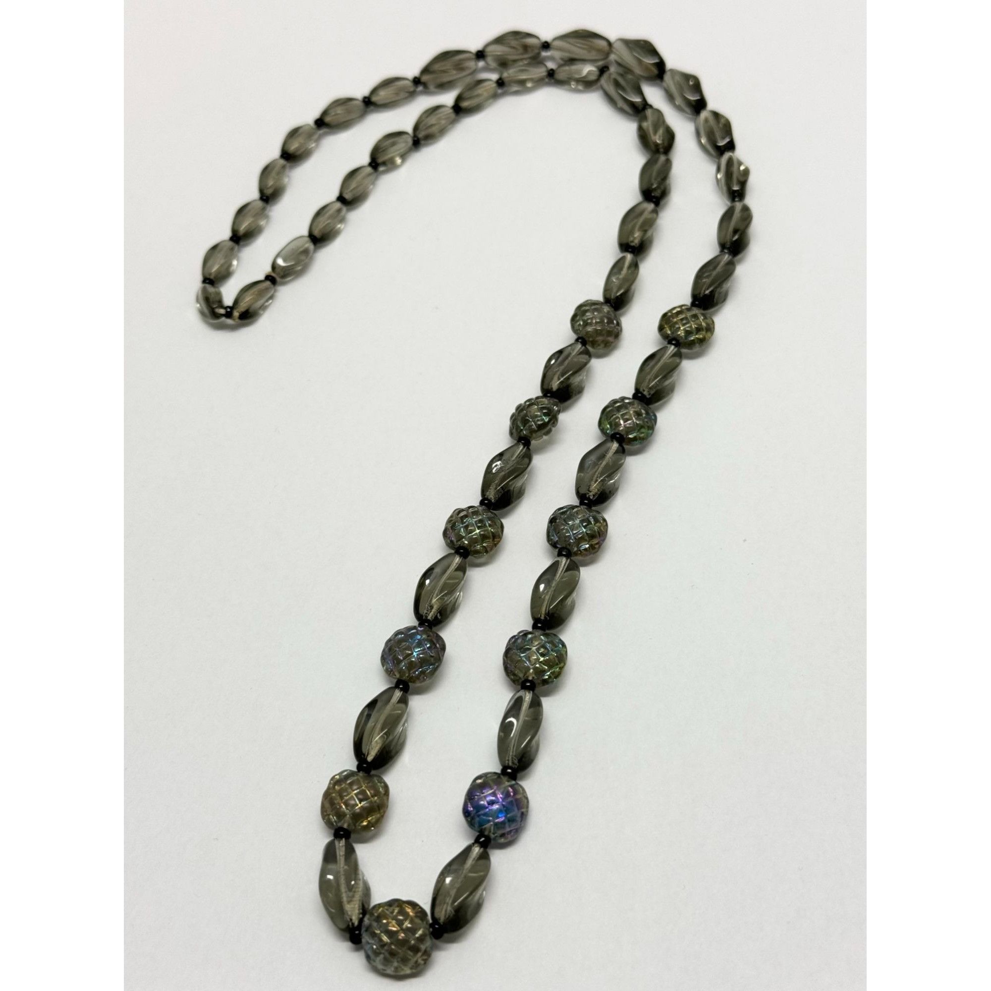 Vintage Vintage Iridescent grey Czech glass beaded necklace Size ONE SIZE - 2 Thumbnail
