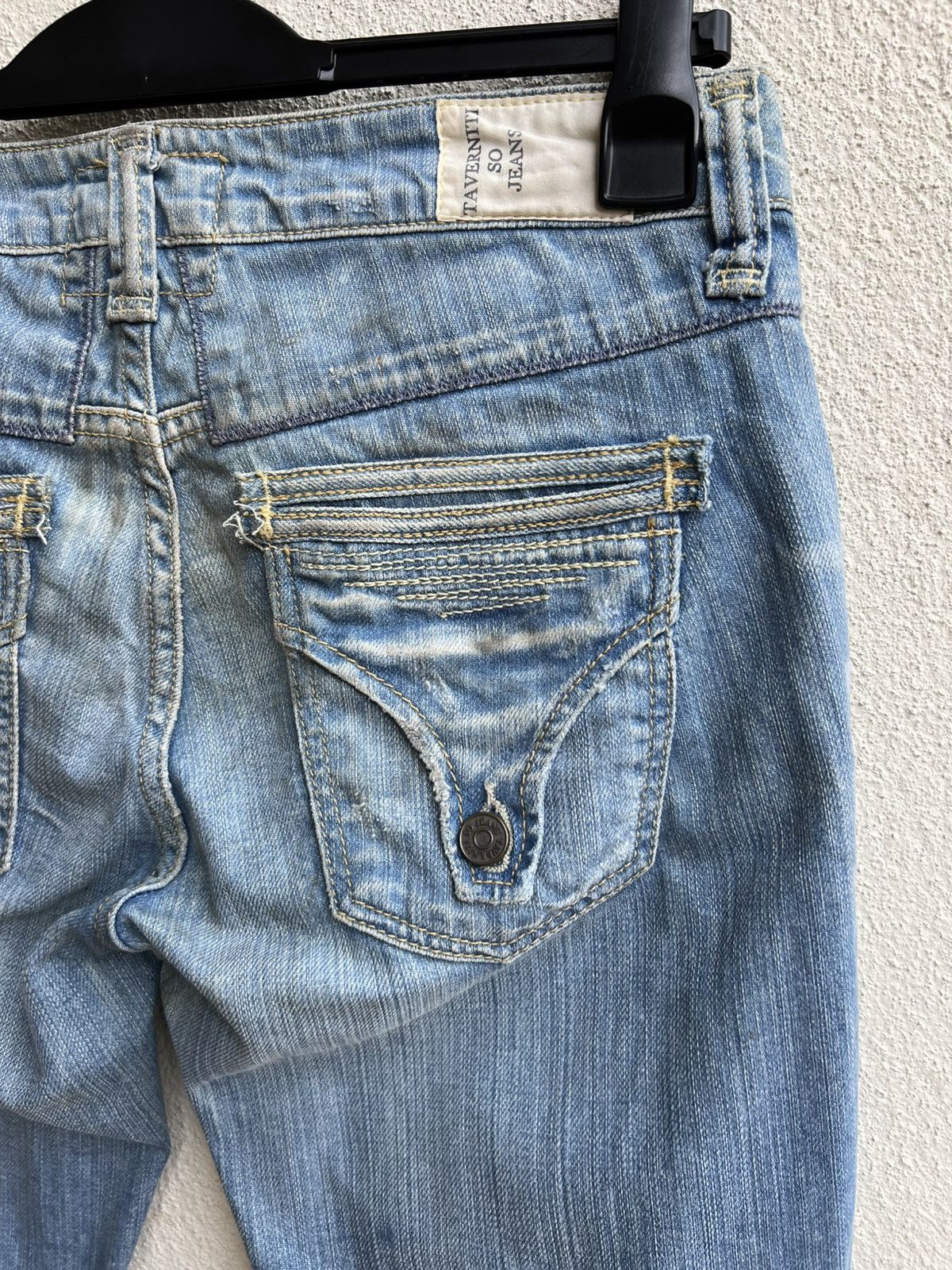 Jimmy Taverniti Vintage 00s Taverniti Embroidery Denim Peggy Flare Jeans Size US 29 - 18 Thumbnail