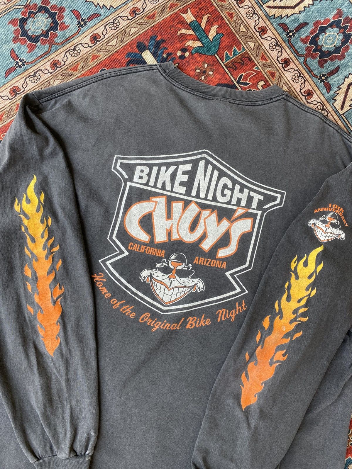 Vintage SOLD OUT Vintage Chuy’s Bike Night Flamine sleeve Size US XL / EU 56 / 4 - 10 Thumbnail