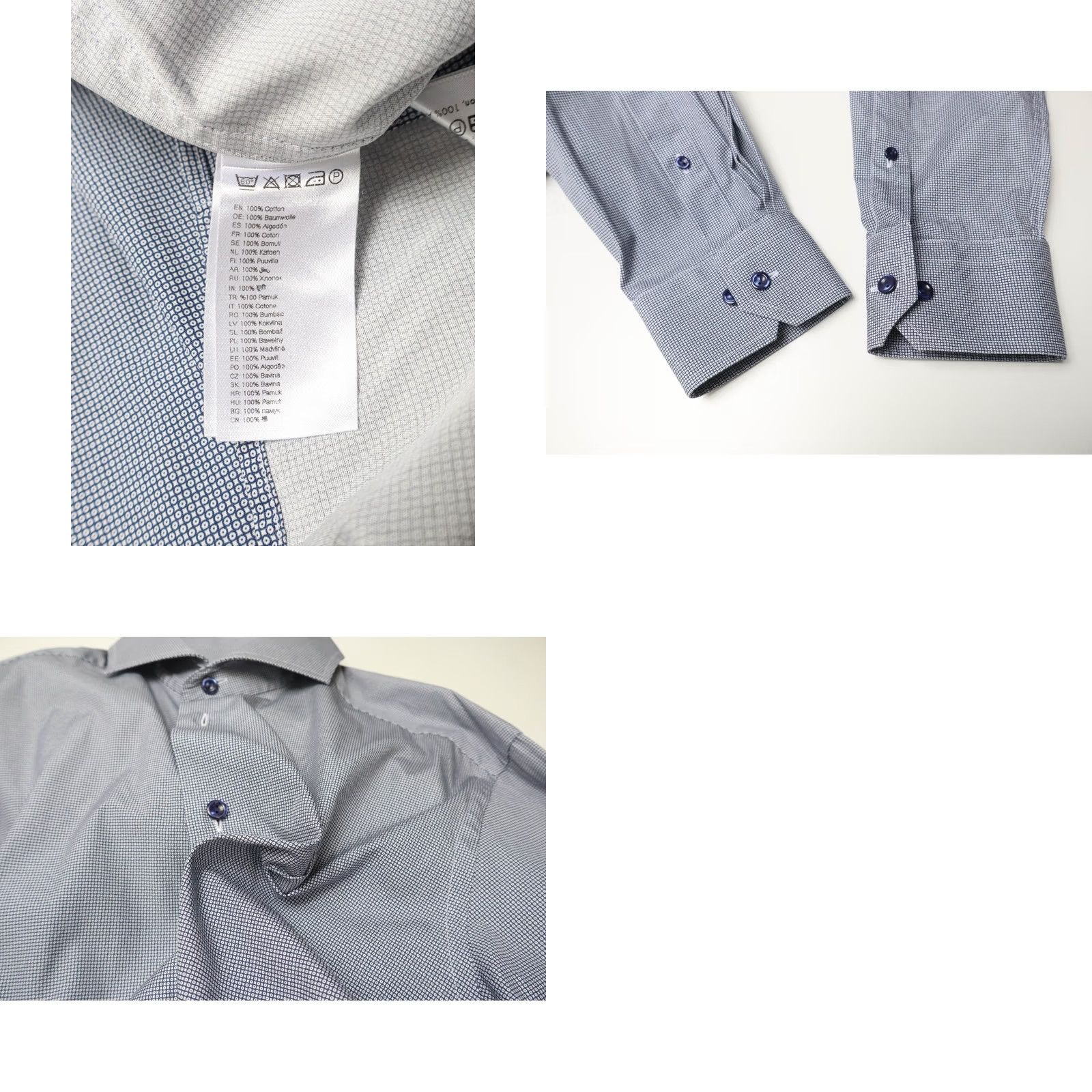 Eton ETON Contemporary Blue Patterned Cutaway Button Up Shirt Men's 43 / 17 Size US XL / EU 56 / 4 - 8 Thumbnail