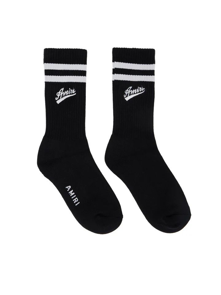 Amiri o1gr1nt0325 Size: 43-44 / Varsity Script Socks Black/White Size ONE SIZE - 2 Thumbnail