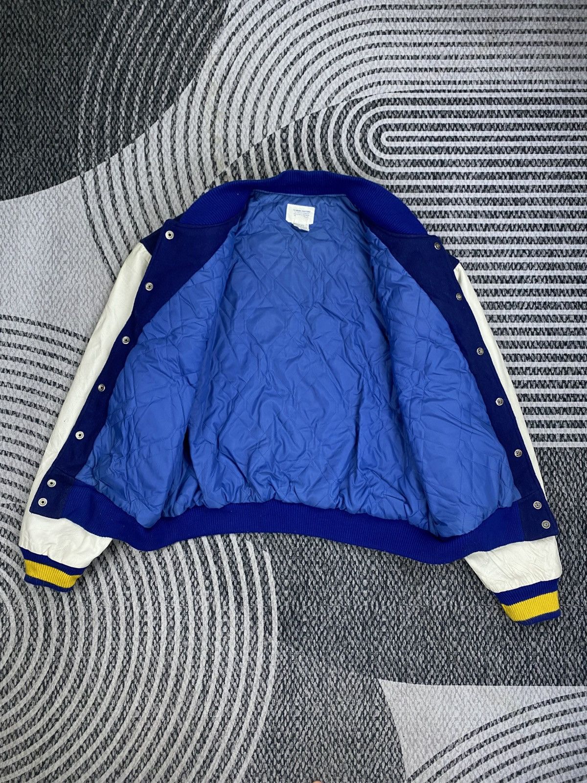 Rainbow Country 🔥Vintage 80s UCLA Embroidery Leather Sleeve Varsity Jacket Size US XL / EU 56 / 4 - 5 Thumbnail