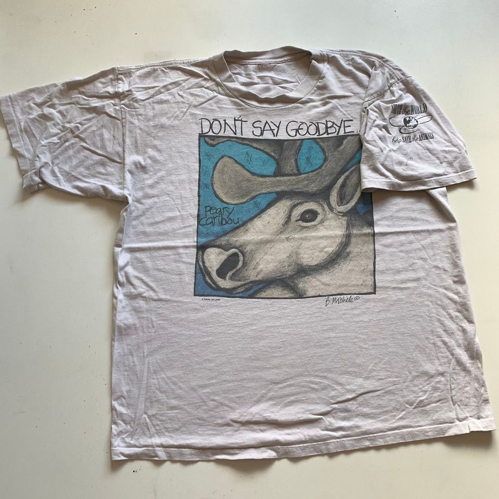 Hanes Vintage 90s Caribou Dont Say Goodbye Animal Art T Shirt 2XL Size US XL / EU 56 / 4 - 1 Thumbnail