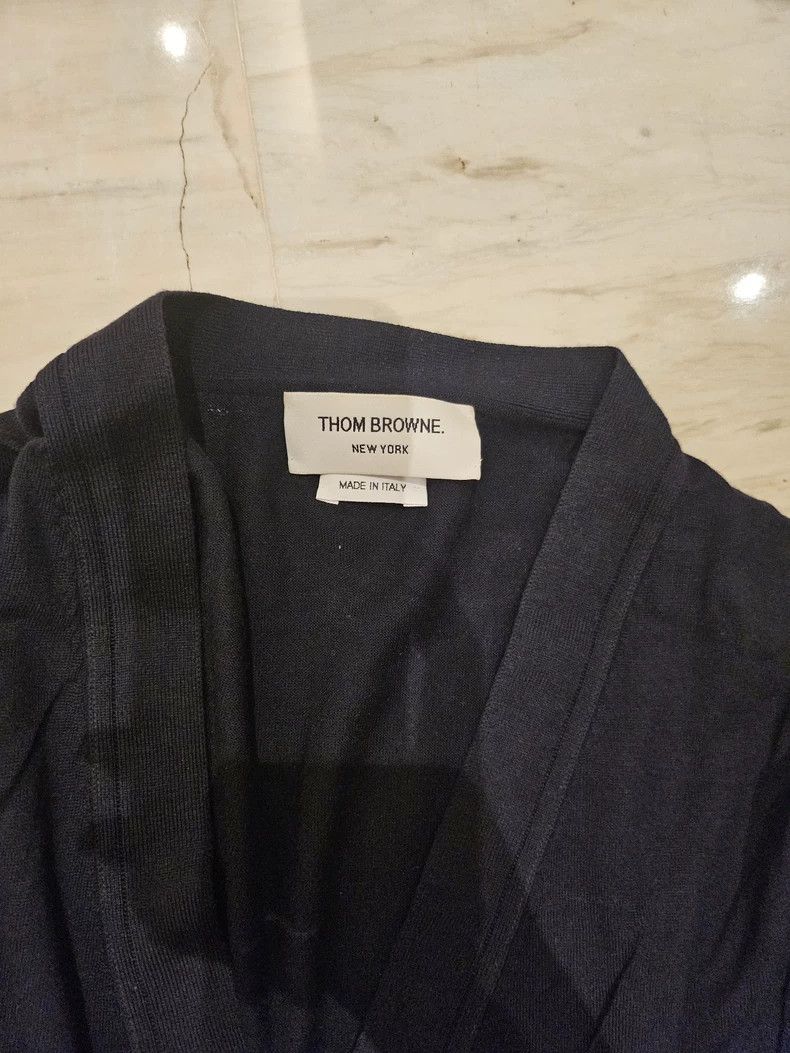 Thom Browne Thom Browne size3 A Tibetan blue four-striped knit cardigan Size US L / EU 52-54 / 3 - 2 Thumbnail
