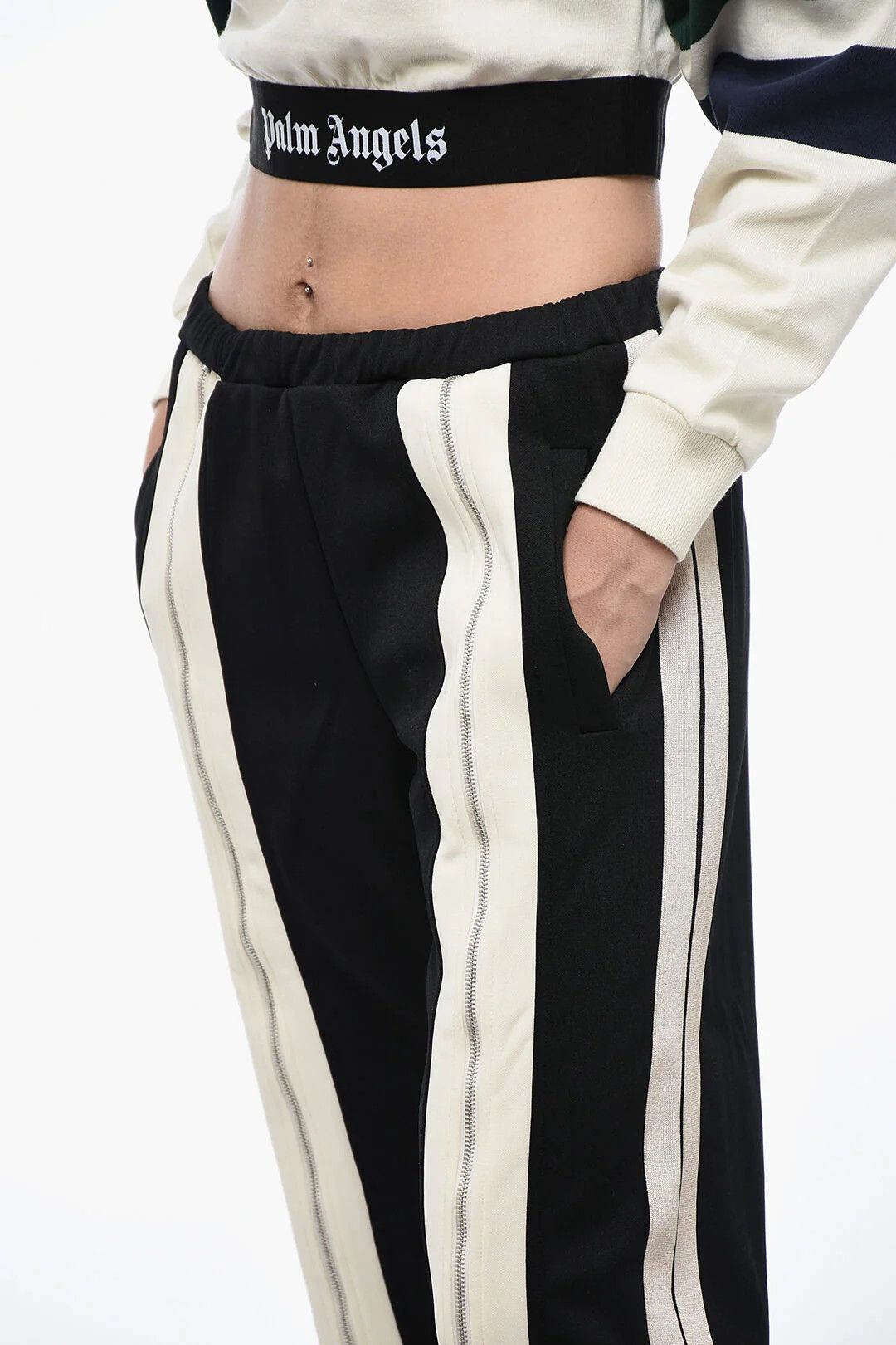 Palm Angels og1mm0326 Track Pant in Black & Beige Size 30" / US 8 / IT 44 - 3 Thumbnail