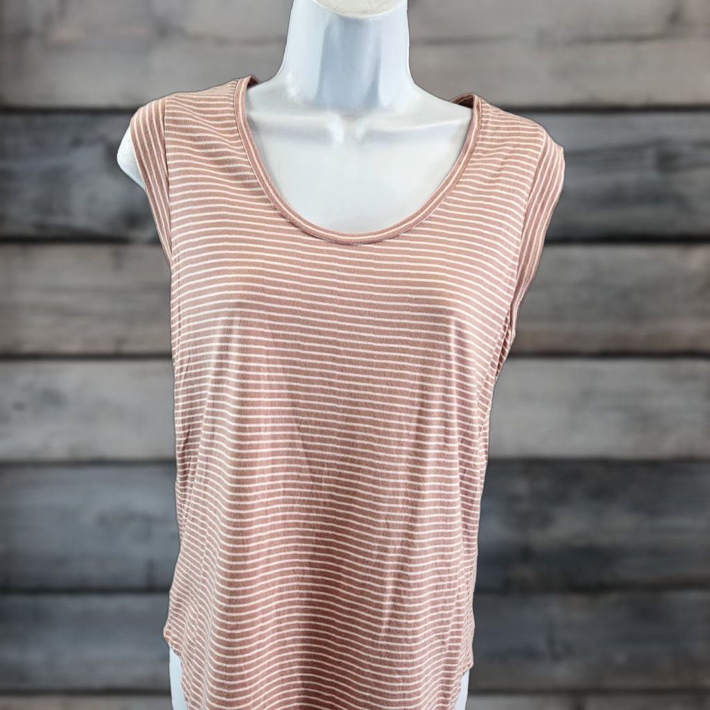 Loft Ann Taylor LOFT Womens Top Sz Small Pink White Stripe Cotton Blend Size S / US 4 / IT 40 - 1 Thumbnail