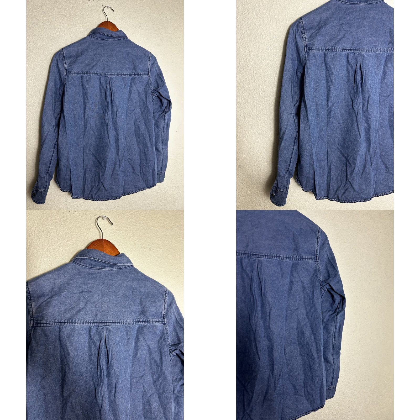 Lucky Brand Lucky Brand Chambray Denim Button-Up Shirt Small Women Regular Blue Long Sleeve Collared Pocket Bohemian Western Casual Size S / US 4 / IT 40 - 9 Thumbnail
