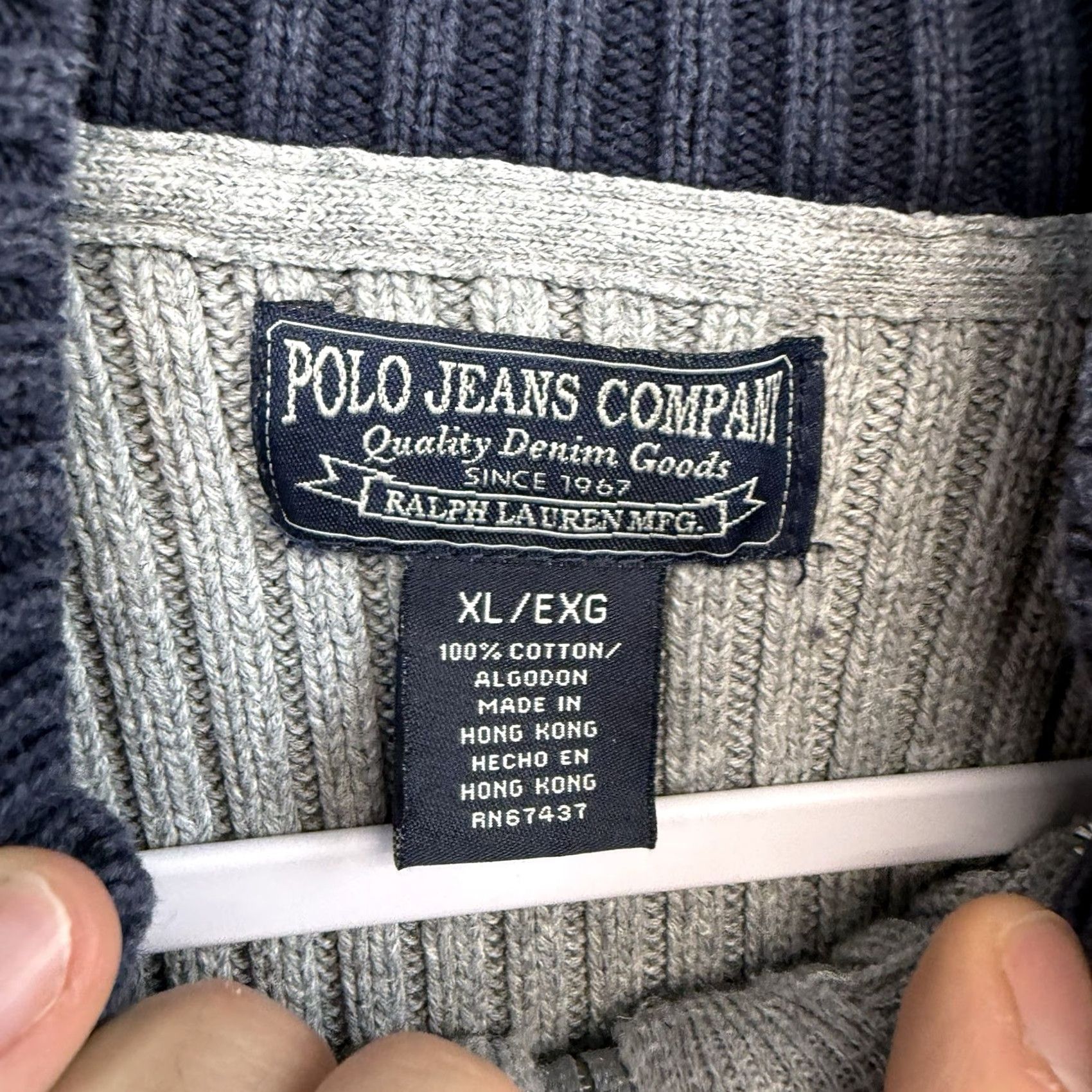 Polo Ralph Lauren VINTAGE Polo Ralph Lauren Ribbed Knit Turtleneck Flag Logo Pullover Men XL Gray Size US XL / EU 56 / 4 - 3 Thumbnail