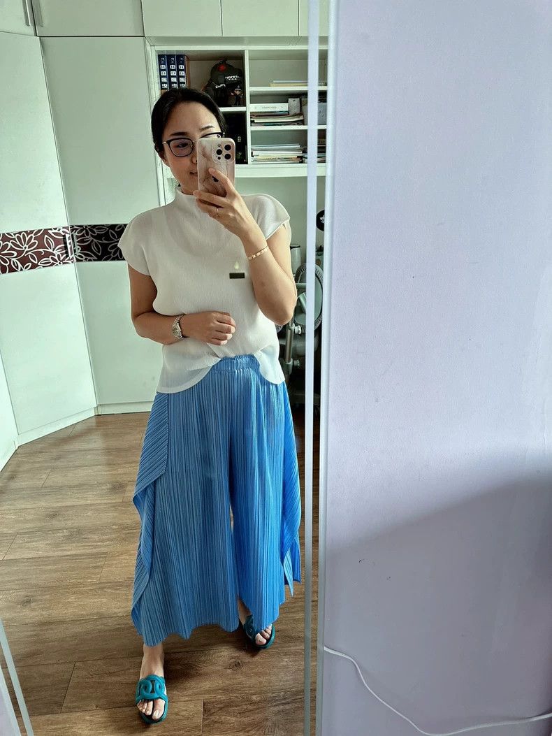 Other Issey Miyake size:3 Blue pleated trousers Size 31" - 2 Thumbnail