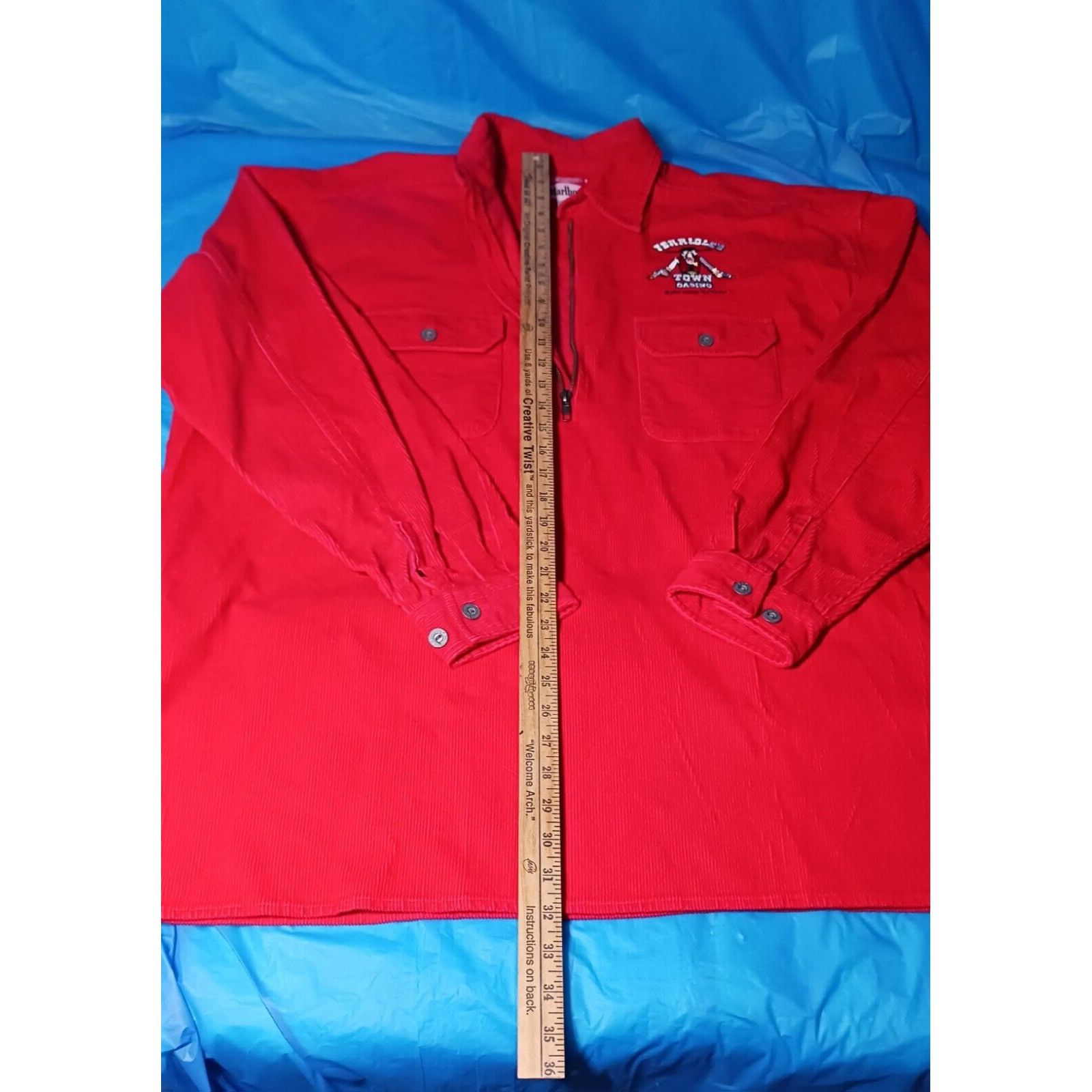 Marlboro 90's Marlboro Red Corduroy 1/2 Zip Pullover Shirt Large Terr Size US L / EU 52-54 / 3 - 1 Thumbnail