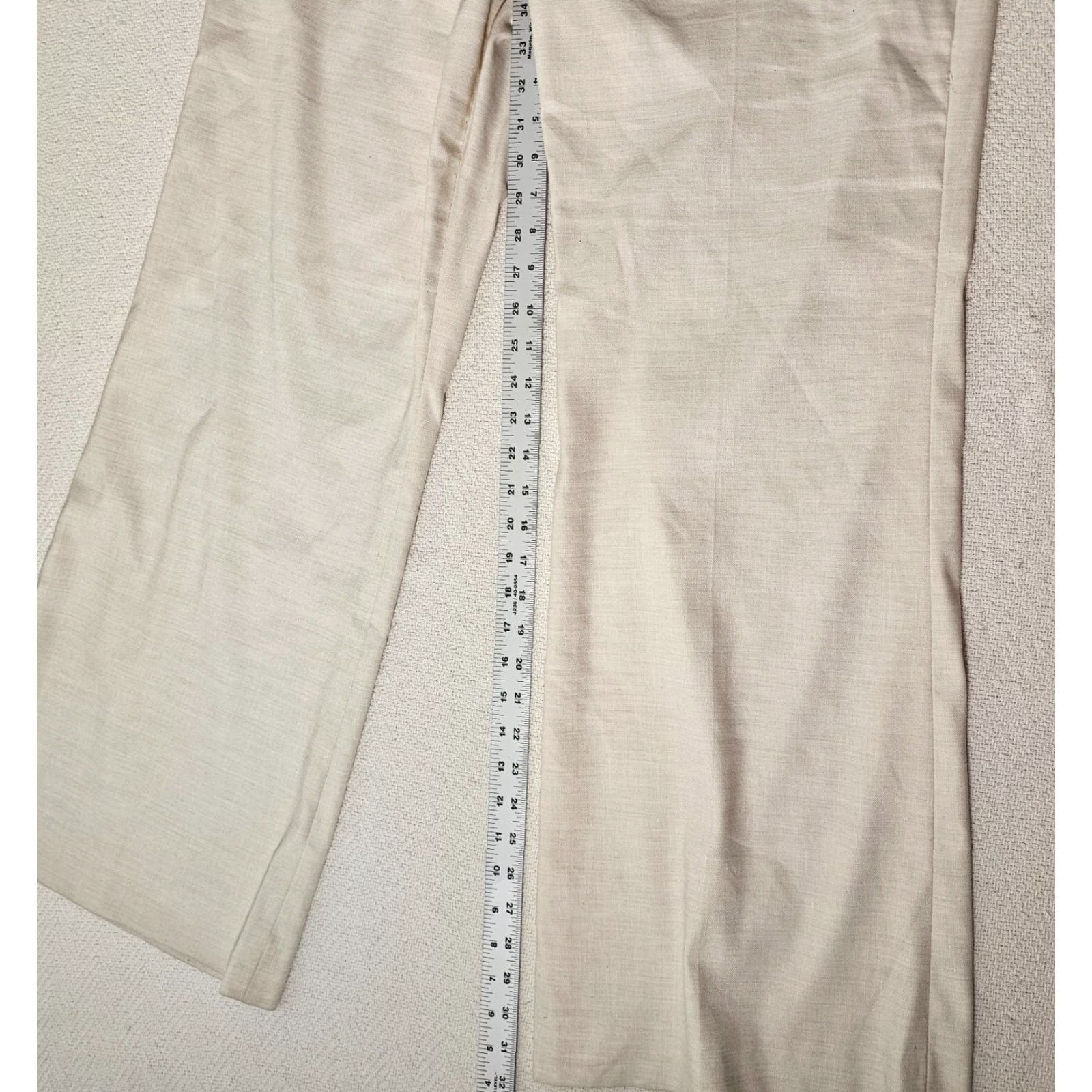 Vintage Antonio Melani Women’s Pants Linen Blend Beige 14 Regular High Rise Twill Flat Front Pockets Dress Workwear Casual Formal Trousers Size 36" / US 14 / IT 50 - 7 Thumbnail