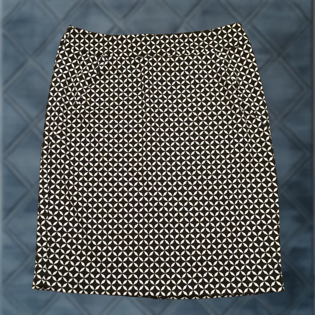 Vintage Premise Skirt Women's Skirt Knee Length Pencil Geometric Black 10 Slit Size 32" / US 10 / IT 46 - 1 Thumbnail