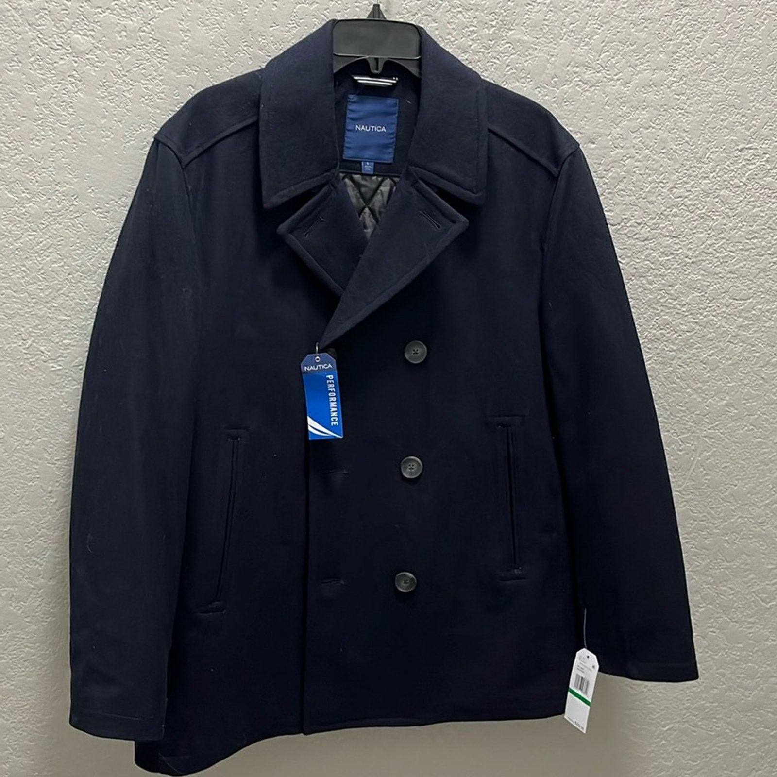 Nautica Nautica Men Large Peacoat Wool Blend Double Coat Dark Blue Size US L / EU 52-54 / 3 - 1 Thumbnail