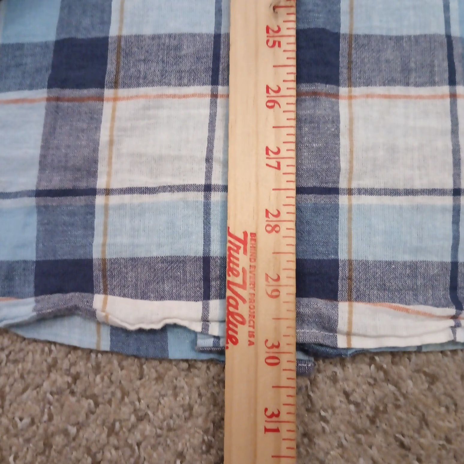 Express Express Shirt Button-Up Mens XL Blue Plaid Long Sleeve Pockets Linen Blend Cotton Size US XL / EU 56 / 4 - 7 Thumbnail