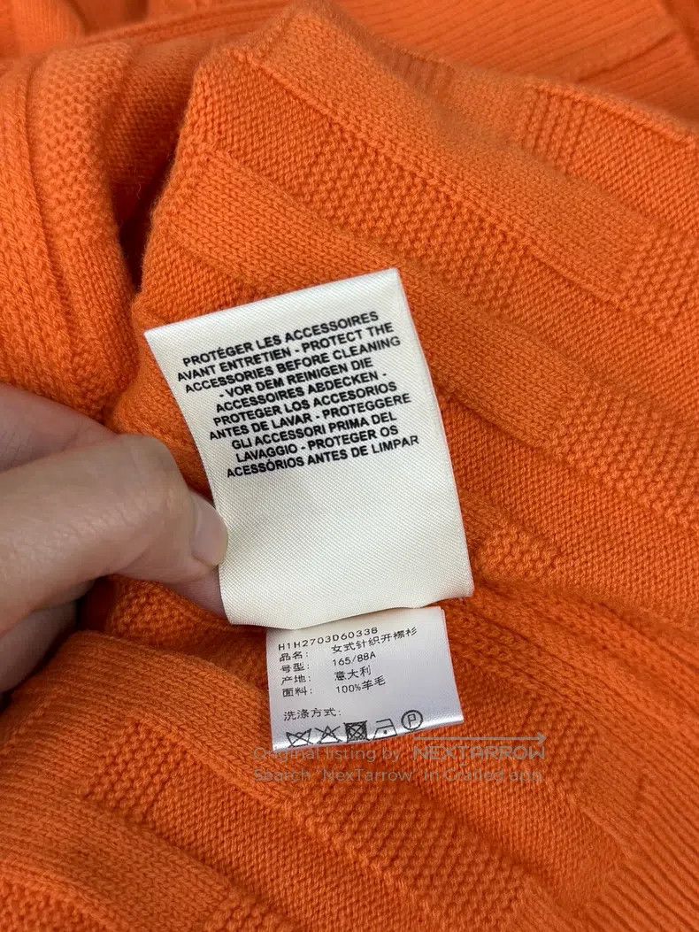 Hermes Hermes Orange Textured Wool Knit Cardigan Size XS / US 0-2 / IT 36-38 - 6 Thumbnail