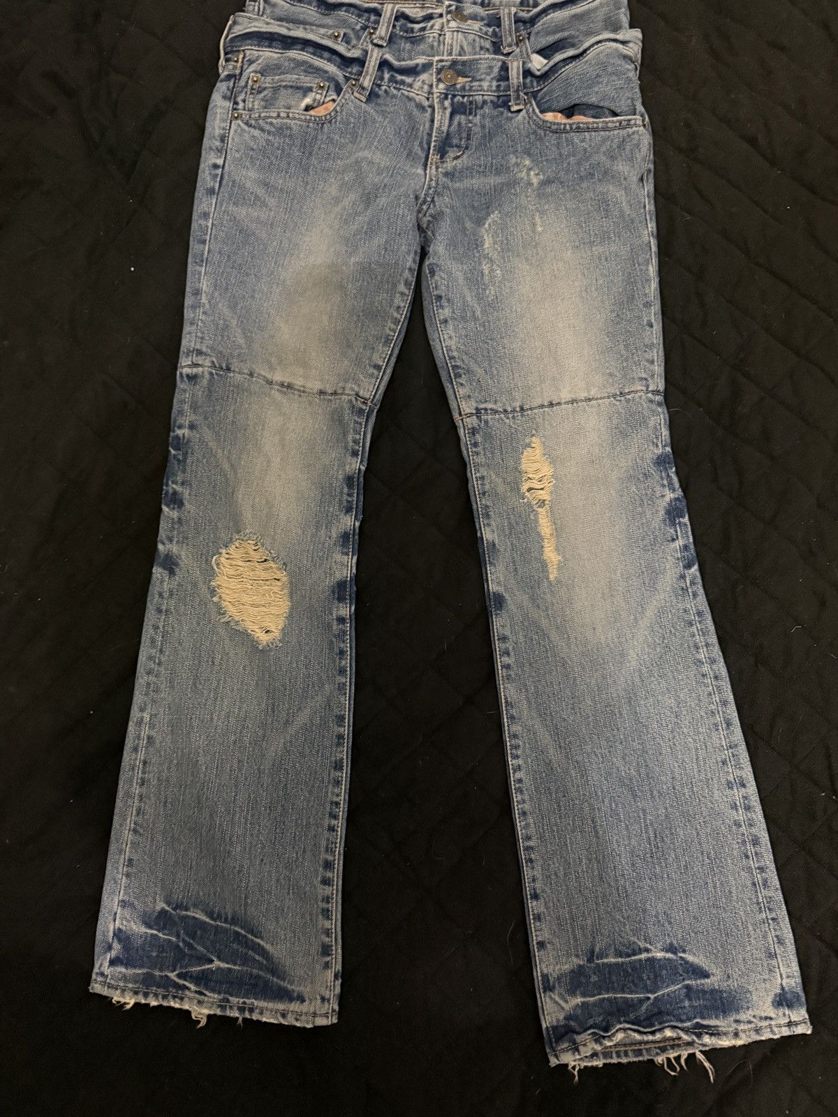 PPFM PPFM double waisted distressed blue denim jeans Size US 30 / EU 46 - 1 Thumbnail