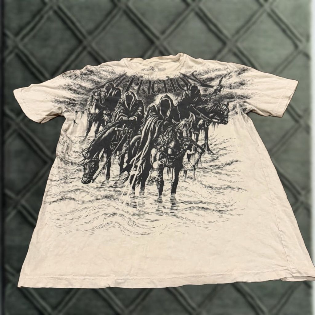 Affliction Affliction Vintage Y2K Grim Reaper Four Horsemen T-Shirt XL Grunge Biker Cream Size US XL / EU 56 / 4 - 1 Thumbnail