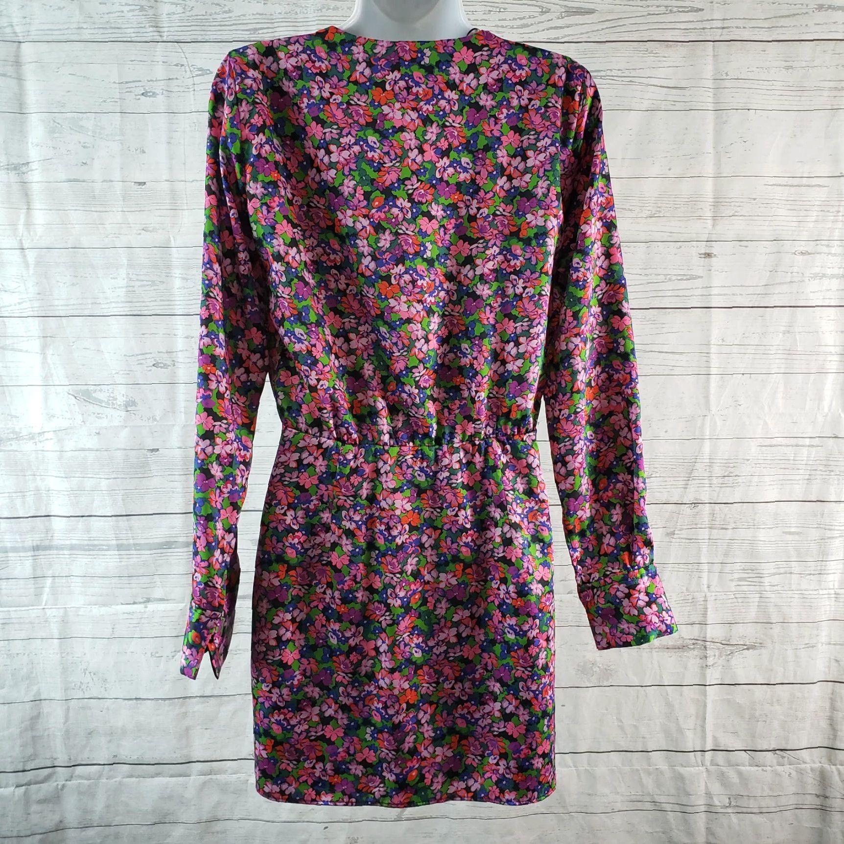 Zara Zara Womens Mini Dress Purple Floral Long Sleeve V-Neck Size Small Sz S Size S / US 4 / IT 40 - 4 Thumbnail