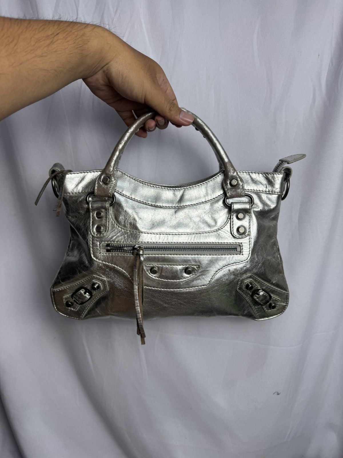 Vintage Leather Silver Bags City Size ONE SIZE - 2 Thumbnail