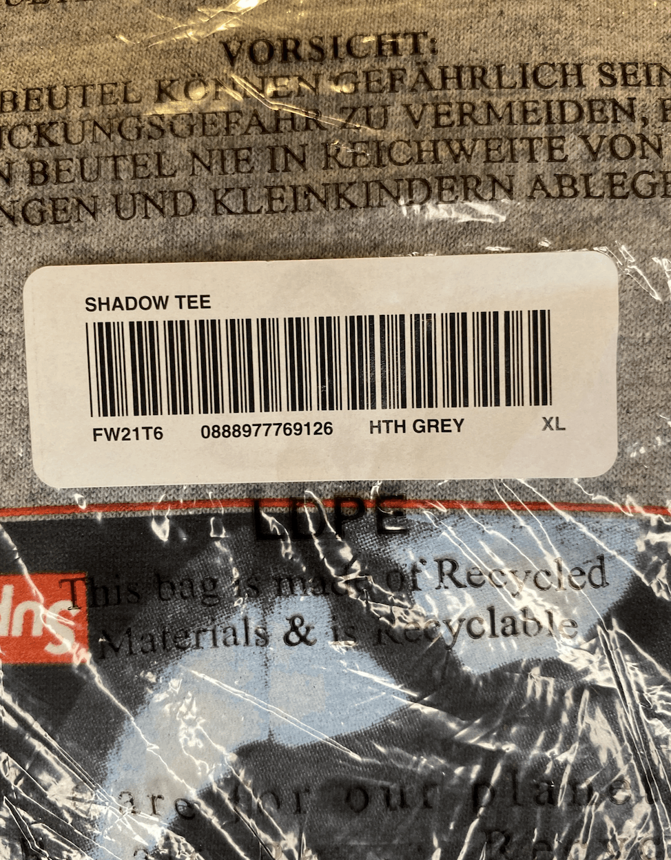Supreme NWT Supreme Shadow Tee - Heather Grey - XL Size US XL / EU 56 / 4 - 5 Thumbnail