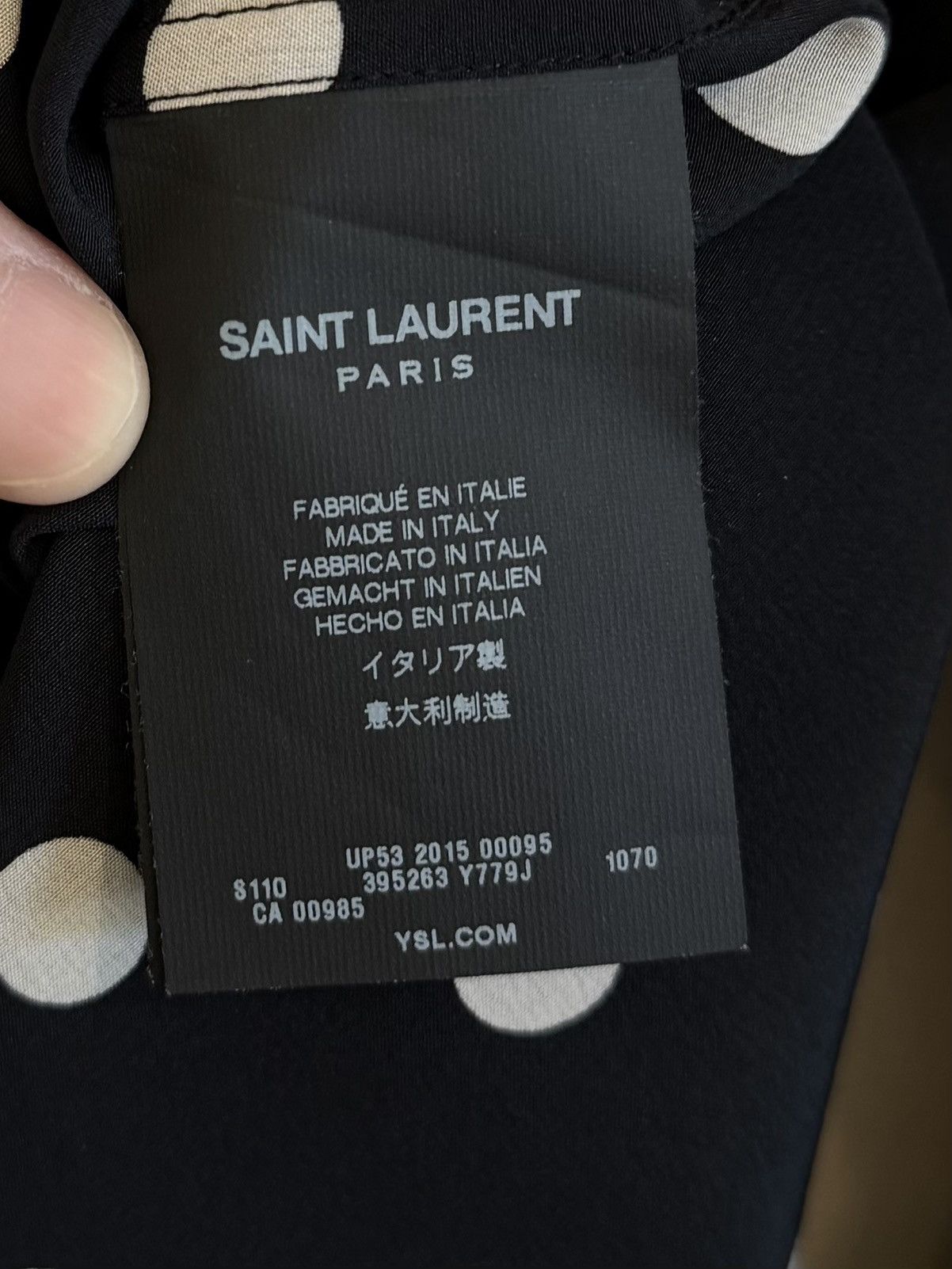 Saint Laurent Paris Saint Laurent FW15 Polka Dot Crepe de Chine Silk Shirt Size US XS / EU 42 / 0 - 5 Thumbnail