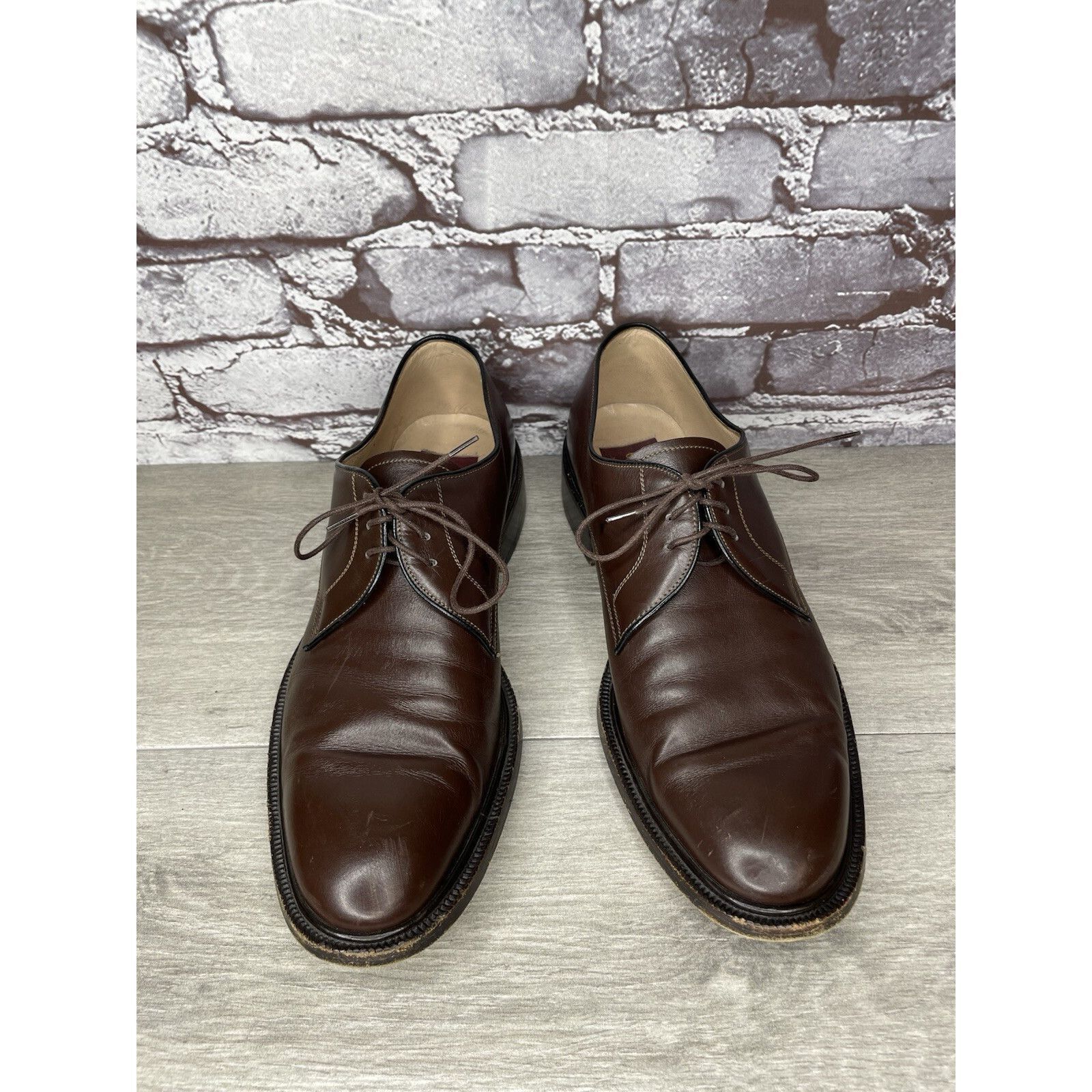 Endless Joy G.M. Endless 9502 Brown Leather Derby Oxfords Lace Up Dress Size US 9 / EU 42 - 11 Thumbnail