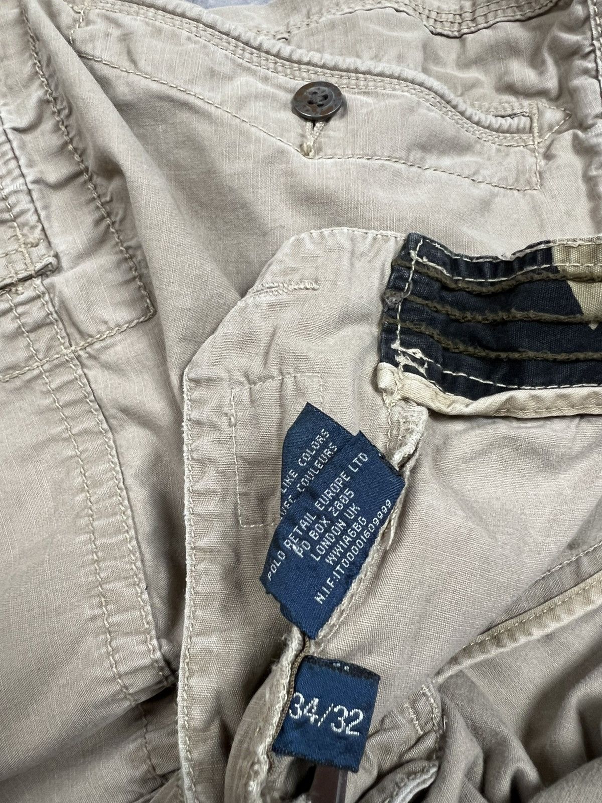 Polo Ralph Lauren × Vintage Polo Ralph Lauren Cargo Pants Mens 34x32 Beige RLPC Size US 34 / EU 50 - 15 Thumbnail